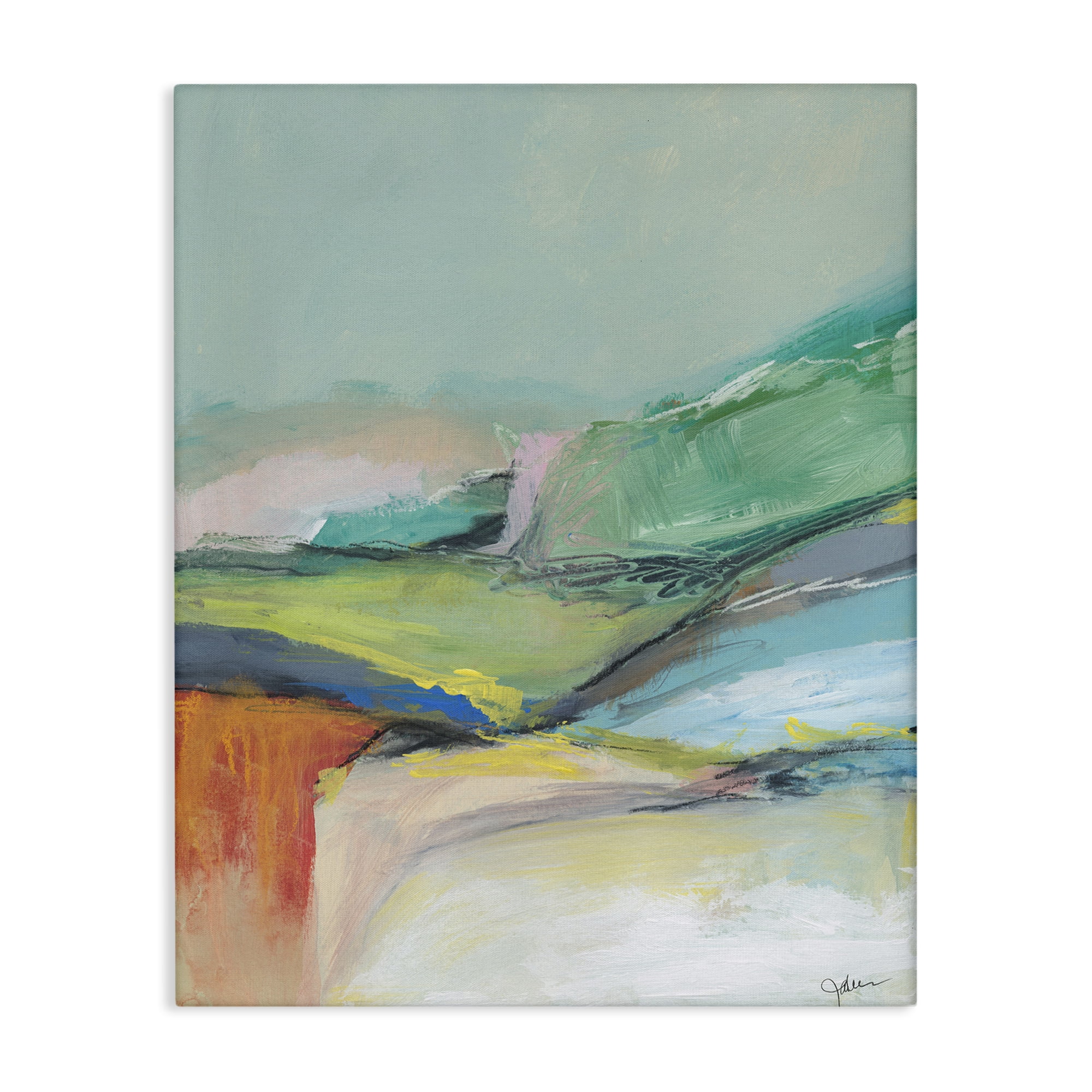 Stupell Industries Abstract Modern Landscape Abstract Painting Gallery Wrapped Canvas Art Print Wall Art, 24 x 30