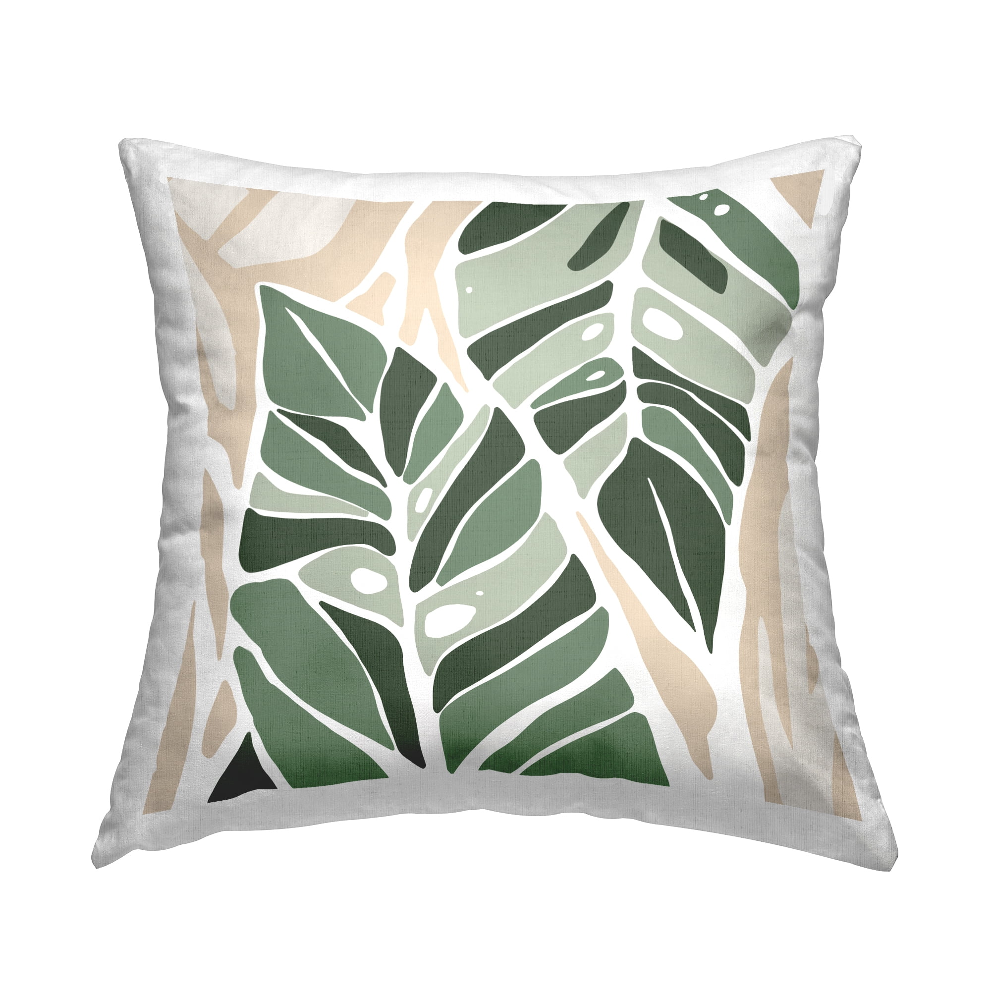 Stupell Industries Abstract Modern Leaf Shapes Square Decorative Printed Throw Pillow, 18 x 18,