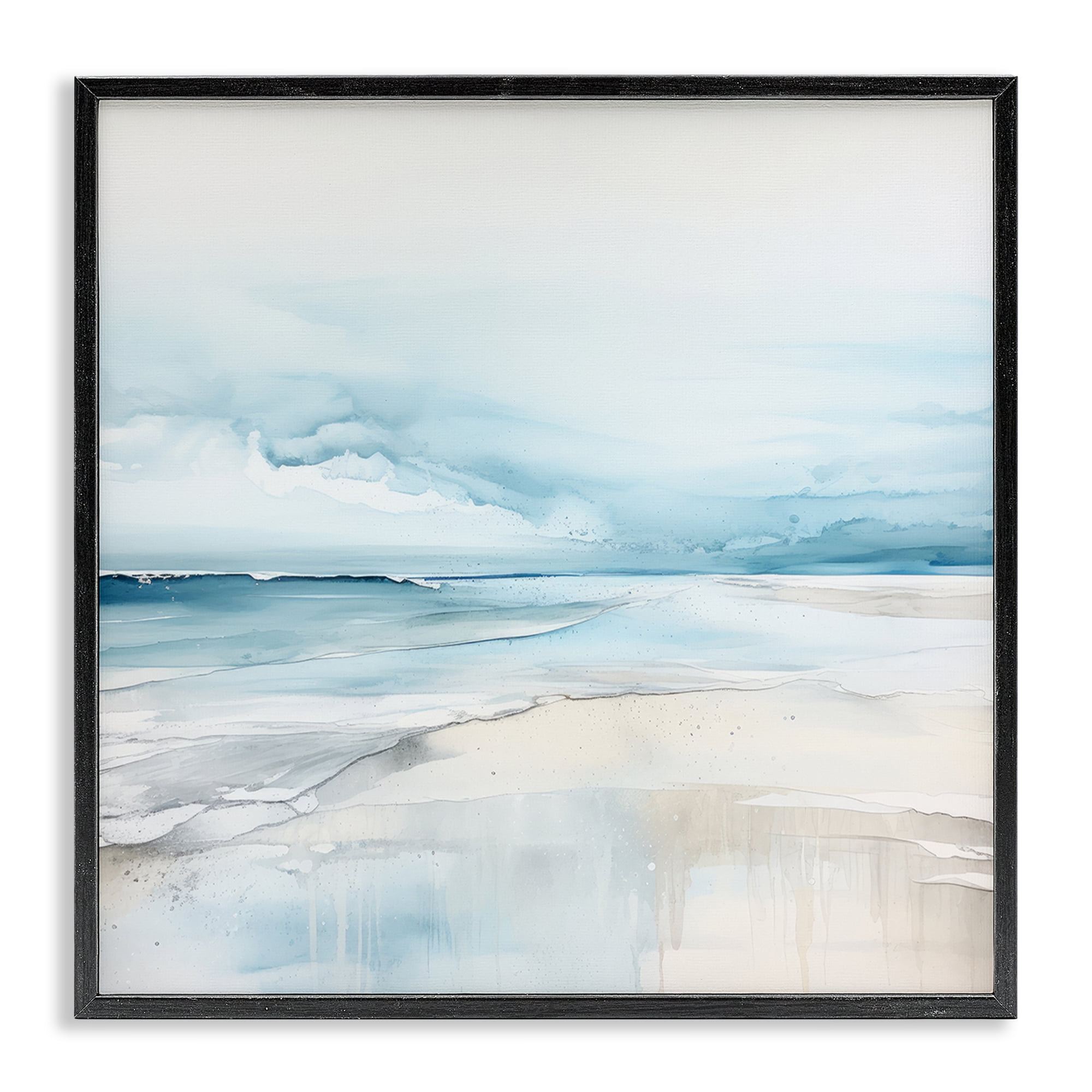 Stupell Industries Abstract Modern Shoreline Abstract Painting Black Framed Art Print Wall Art, 24 x 24