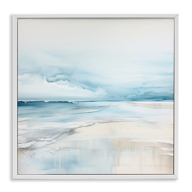 Abstract Clock Automotive Stupell Industries Coastal Abstract Modern Shoreline White Framed ...