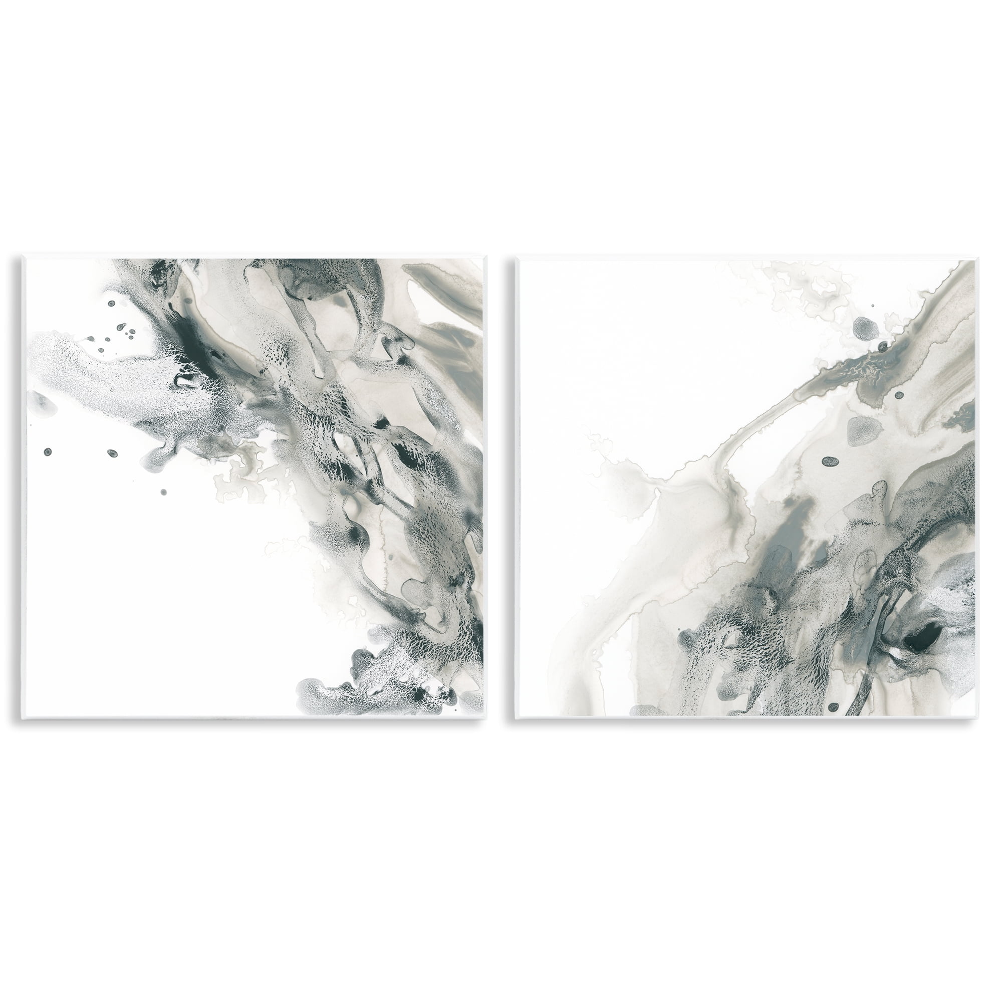 Stupell Industries Abstract Monochromatic Liquid Abstract Painting Unframed Art Print Wall Art, 12 x 12, Set of 2