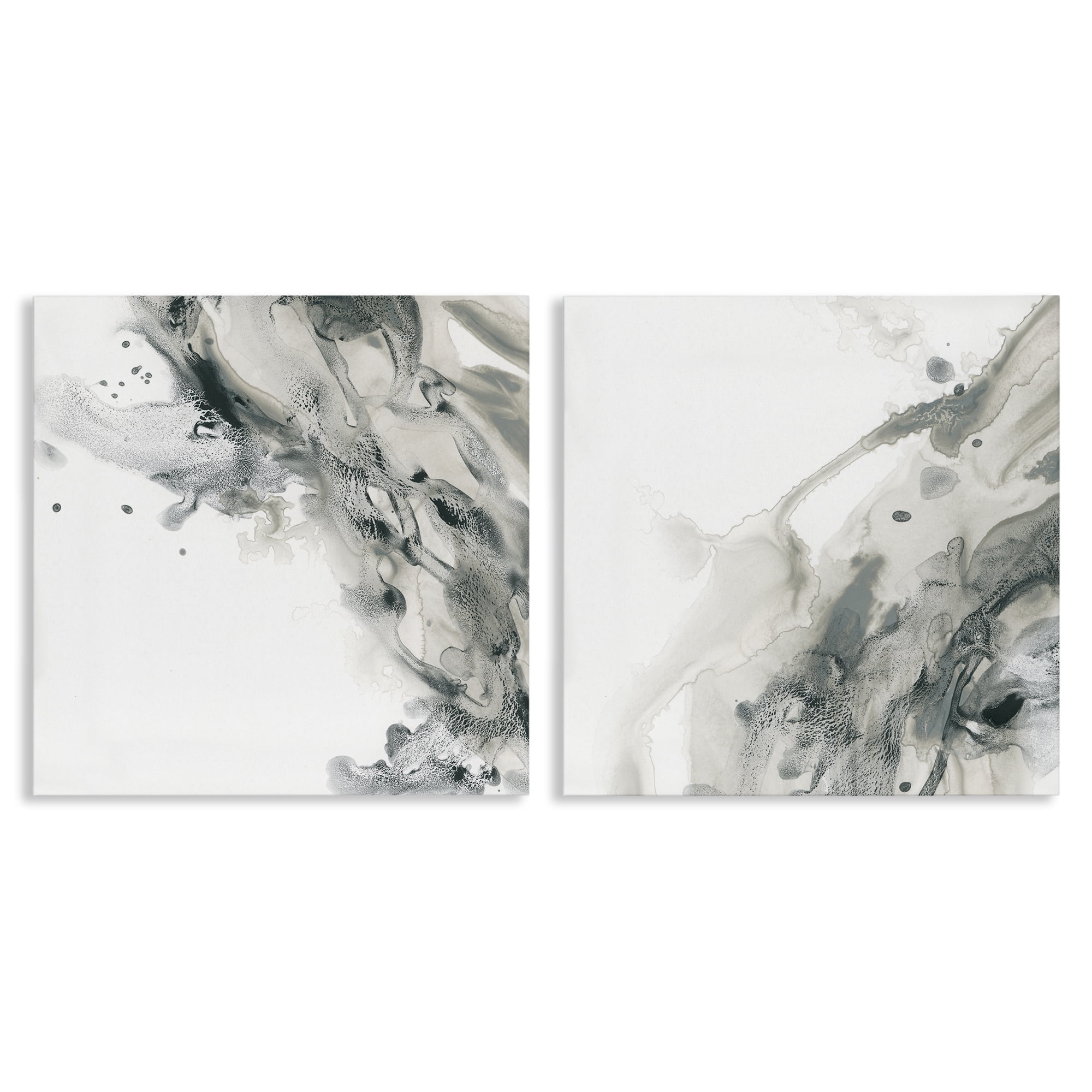 Stupell Industries Abstract Monochromatic Liquid Abstract Painting Wrapped Canvas Art Print Wall Art, 24 x 24, Set of 2