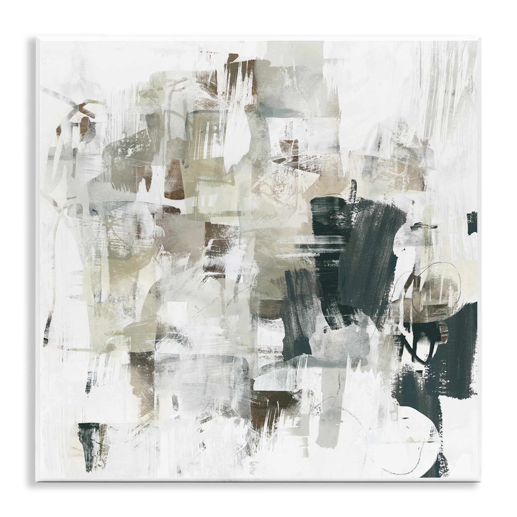 Stupell Industries Abstract Monochrome Paint Abstract Painting Unframed Art Print Wall Art, 12 x 12