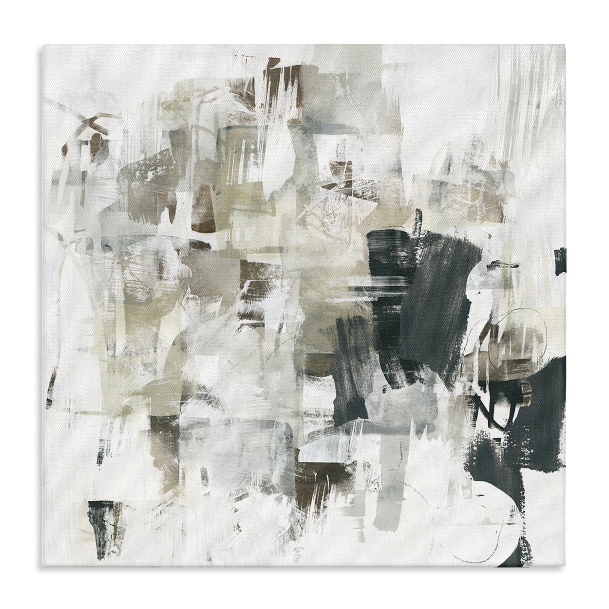 Stupell Industries Abstract Monochrome Paint Abstract Painting Wrapped Canvas Art Print Wall Art, 30 x 30