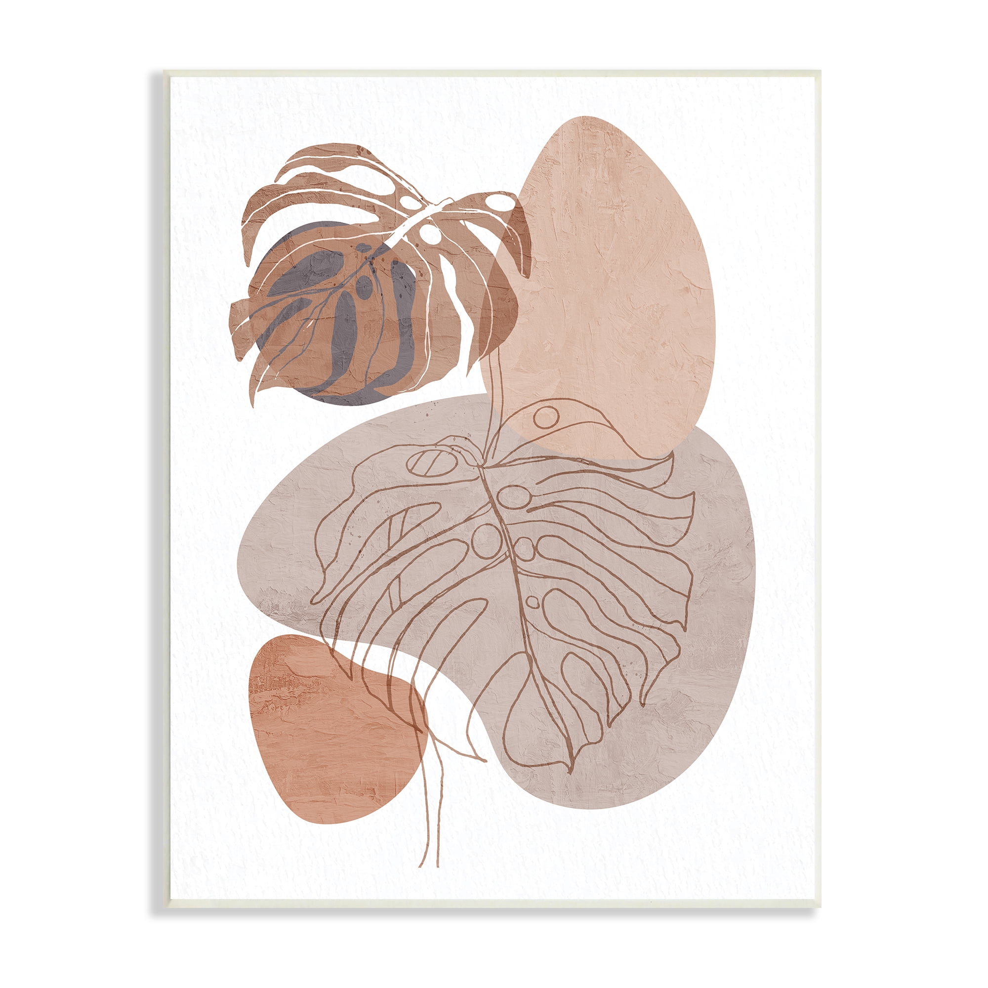 Stupell Industries Abstract Monstera Plant Round Shapes Desert Terracotta, 10 x 15, Designed by Kim Allen