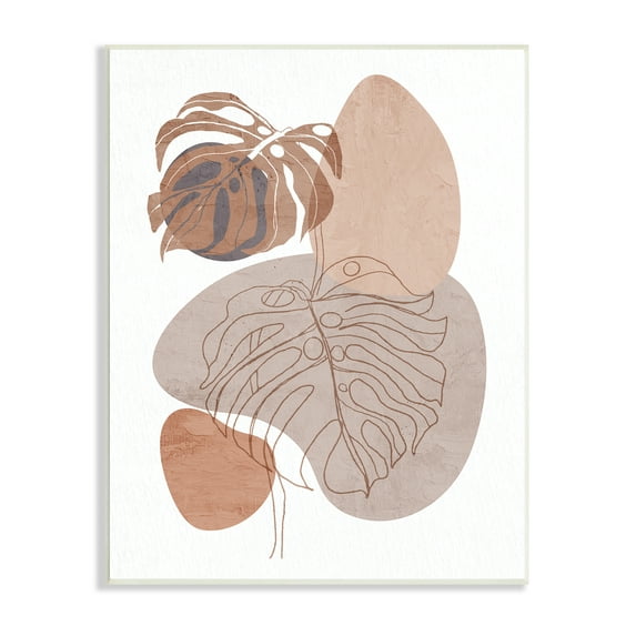 Stupell Industries Abstract Monstera Plant Round Shapes Desert Terracotta, 10 x 15, Designed by Kim Allen