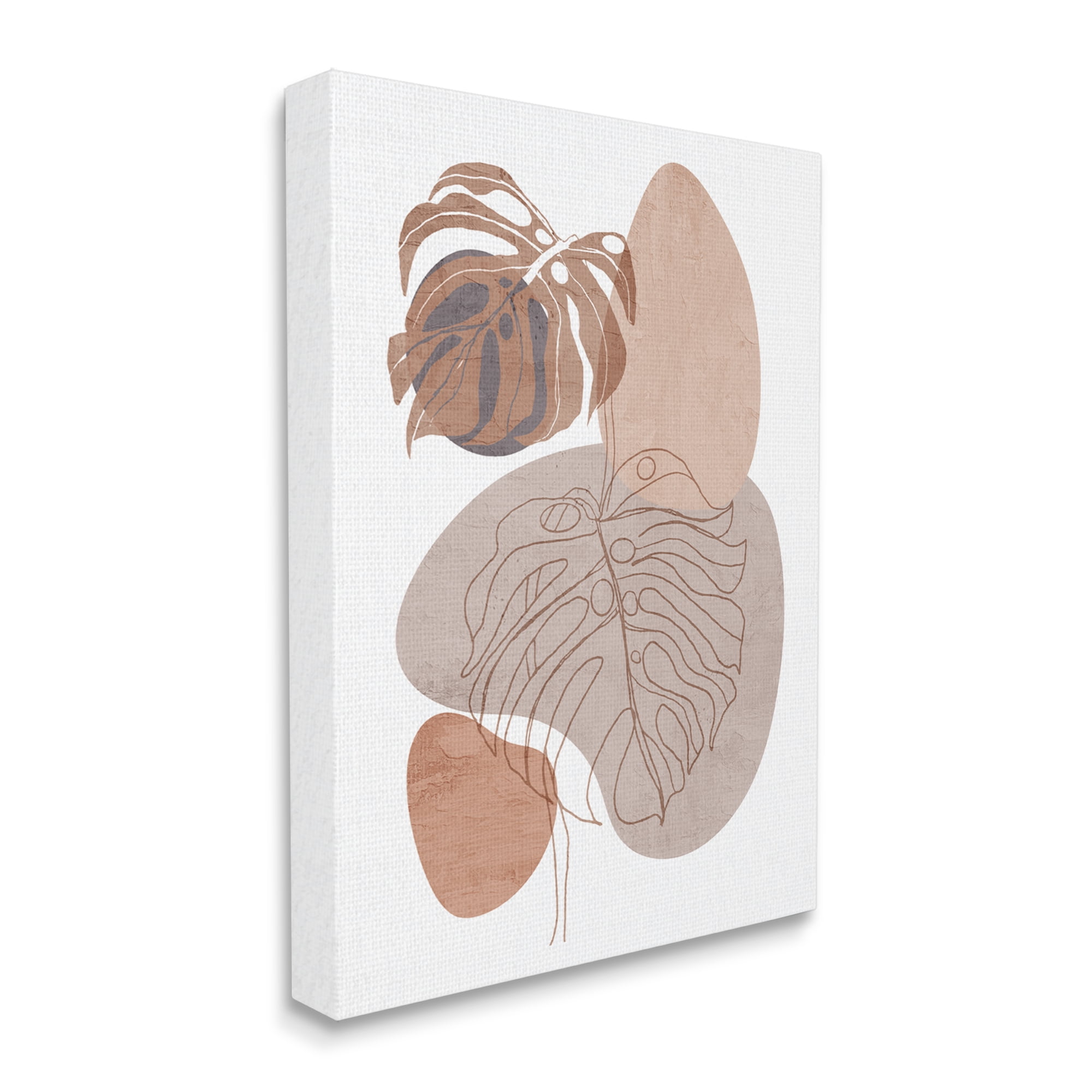 Stupell Industries Abstract Monstera Plant Round Shapes Desert Terracotta Rustic Painting Gallery-Wrapped Canvas Print Wall Art, 16 x 20, Design by Kim Allen