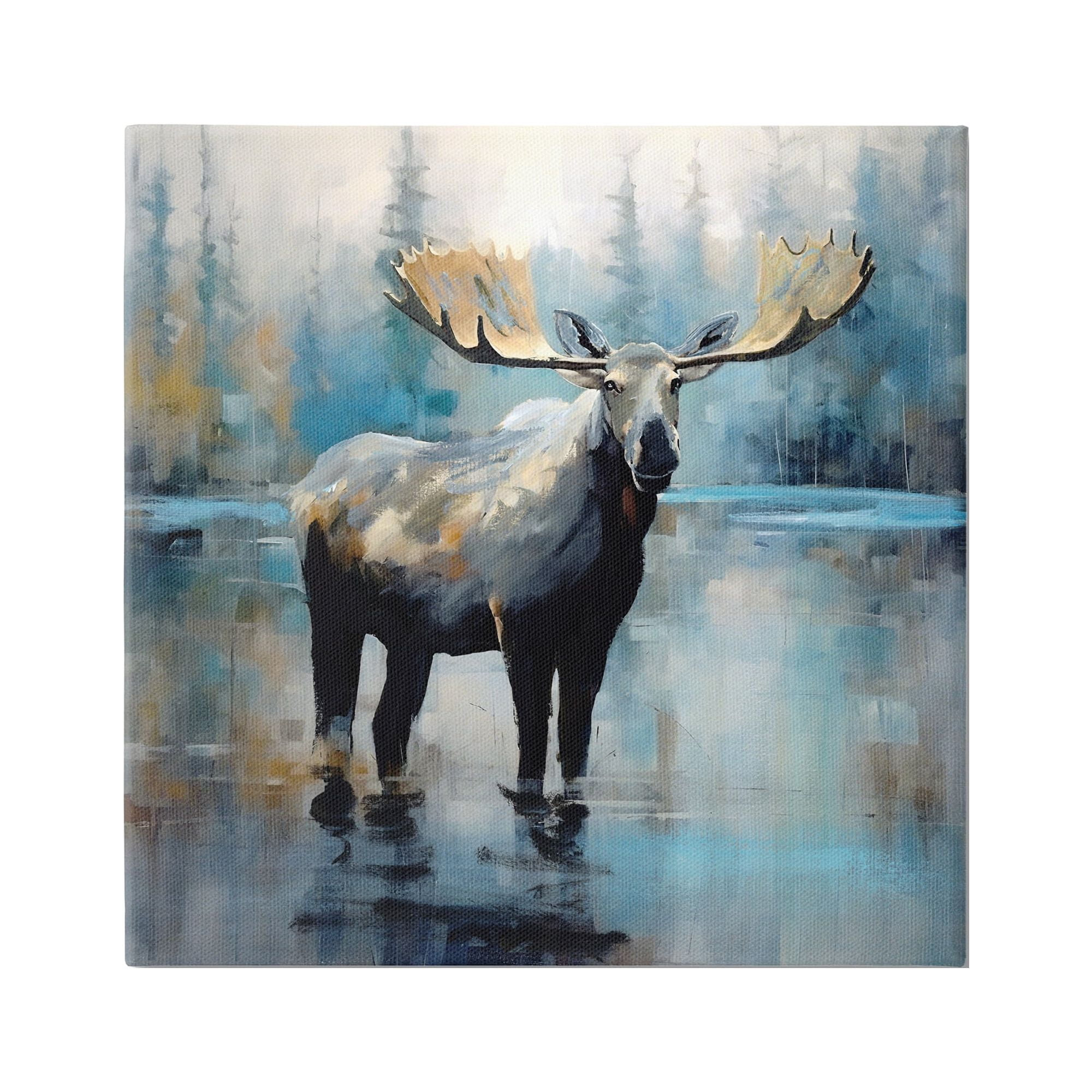 Stupell Industries Abstract Moose Painting Animals & Insects Painting Gallery Wrapped Canvas Art Print Wall Art, 30 x 30