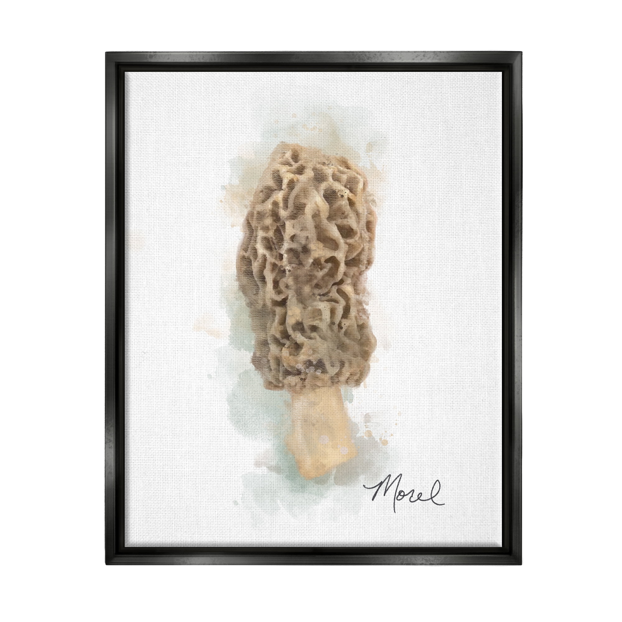 Stupell Industries Abstract Morel Mushroom Botanical & Floral Painting Black Floater Framed Canvas Art Print Wall Art, 25 x 31
