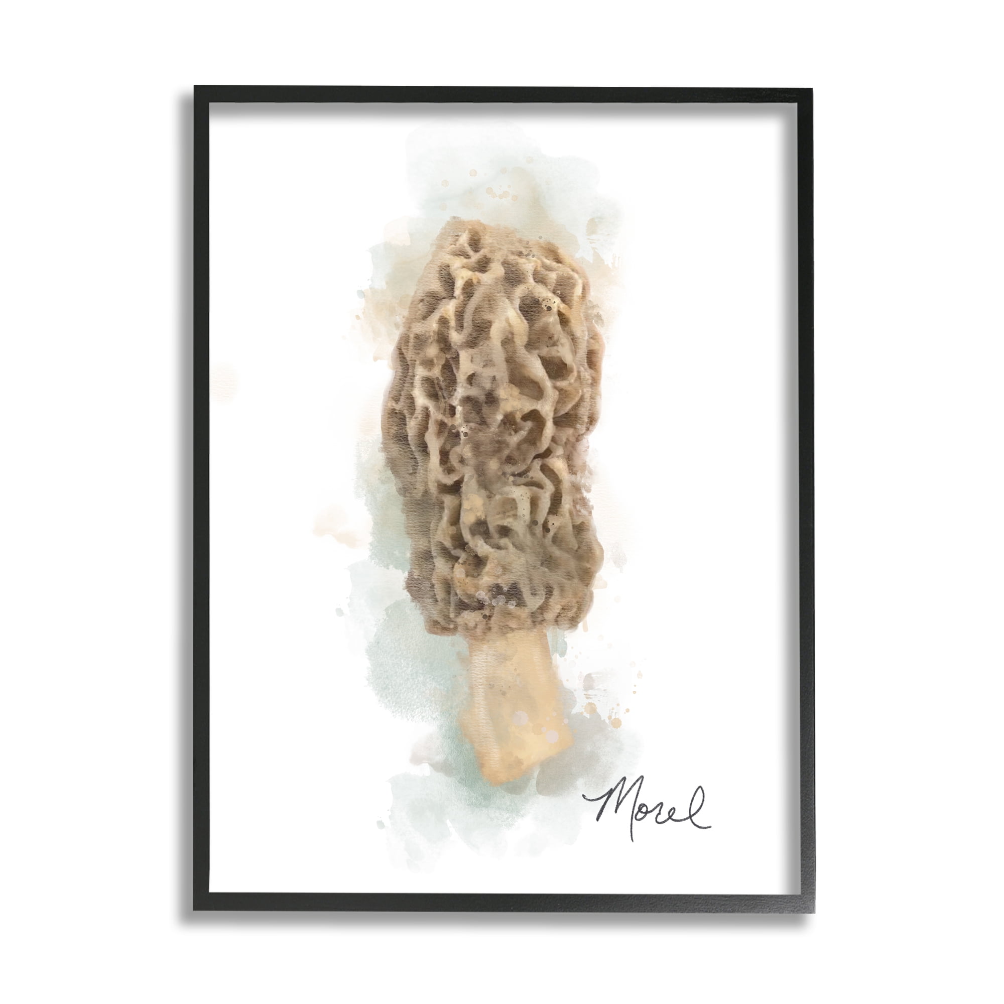 Stupell Industries Abstract Morel Mushroom Botanical & Floral Painting Black Framed Art Print Wall Art, 16 x 20
