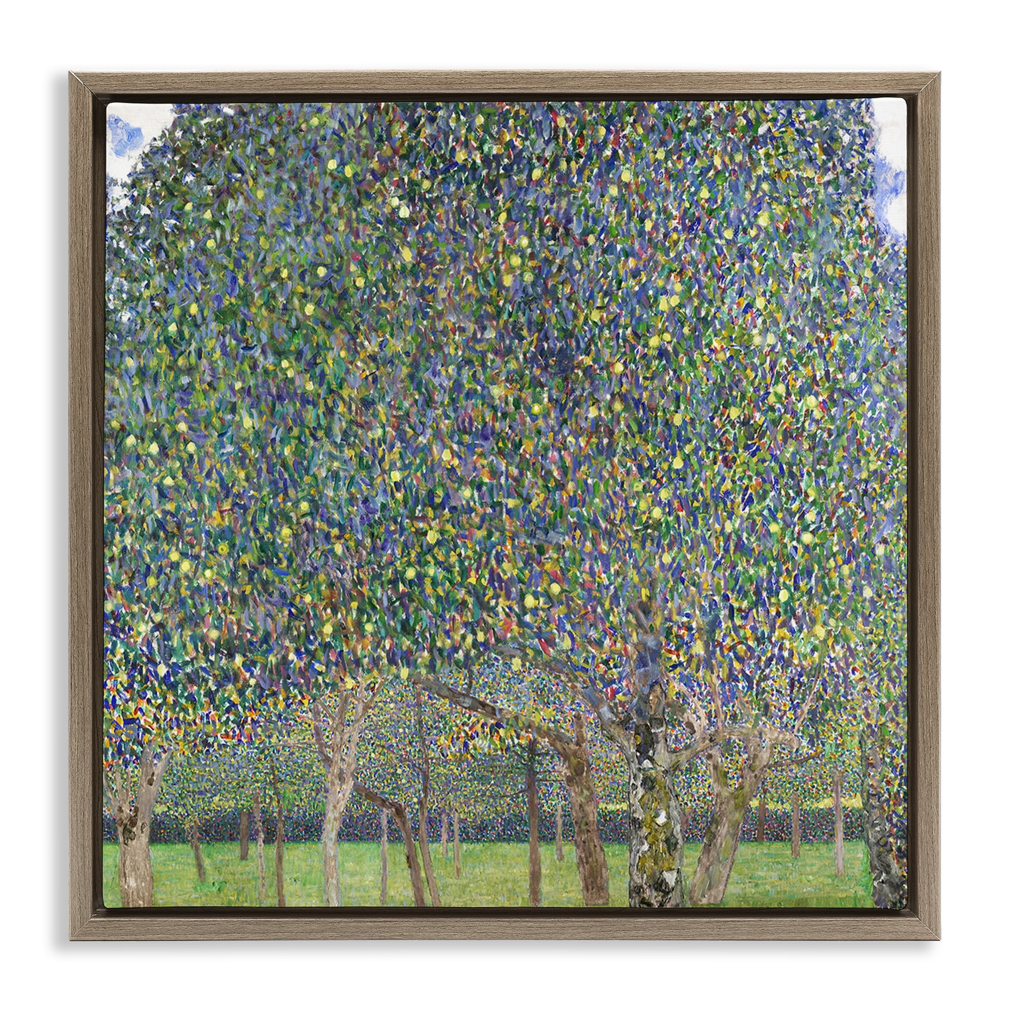 Stupell Industries Abstract Mosaic Trees Landscape & Nature Painting Brown Floater Framed Canvas Art Print Wall Art, 18 x 18