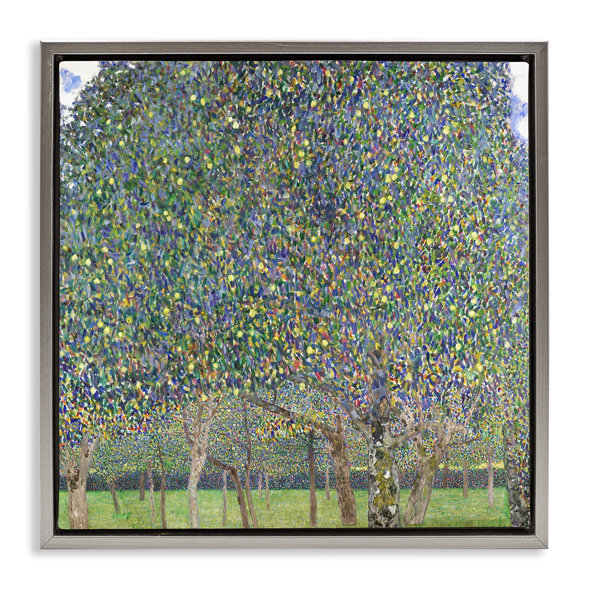Stupell Industries Abstract Mosaic Trees Landscape & Nature Painting Gray Floater Framed Canvas Art Print Wall Art, 18 x 18