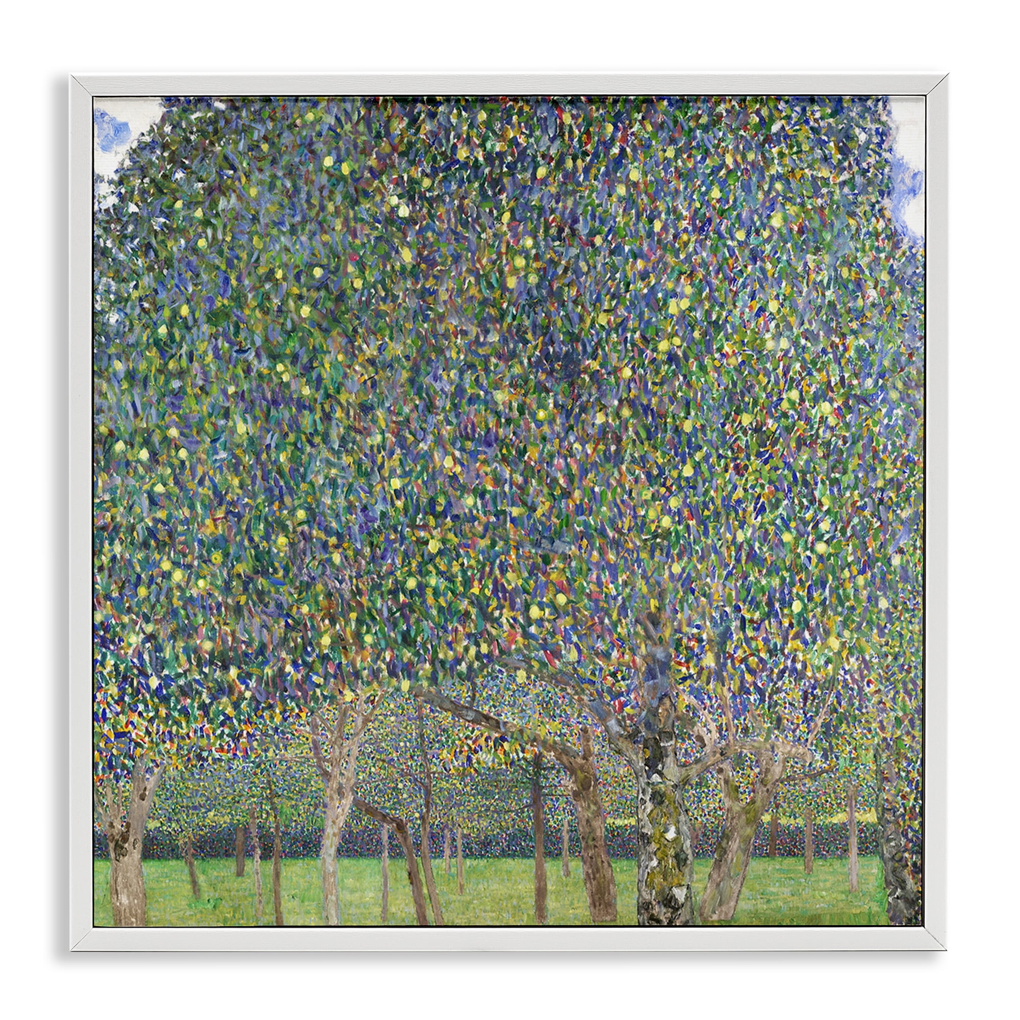 Stupell Industries Abstract Mosaic Trees Landscape & Nature Painting White Framed Art Print Wall Art, 12 x 12
