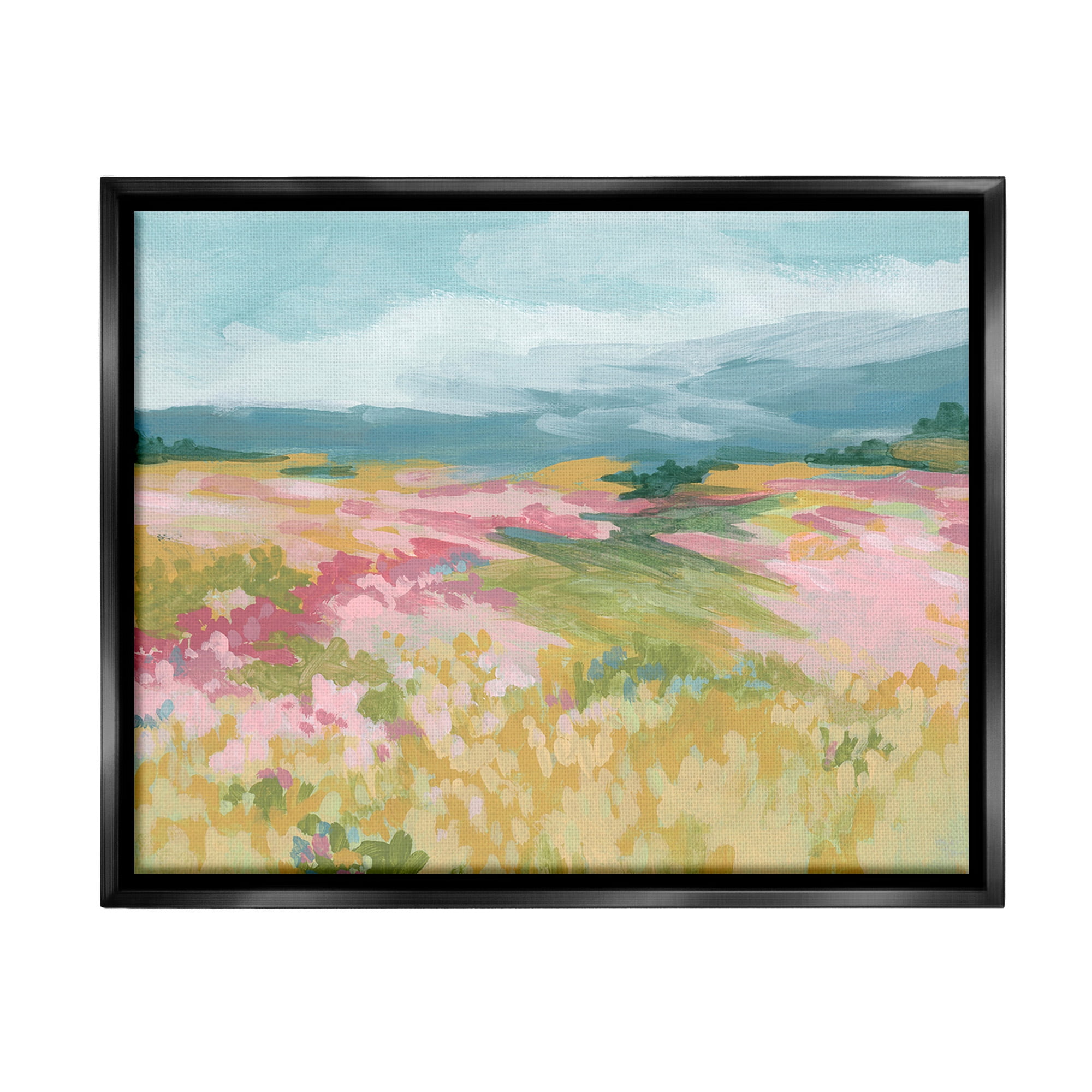 Stupell Industries Abstract Mountain Hills Landscape Painting Black Floater Framed Canvas Art Print Wall Art, 21 x 17