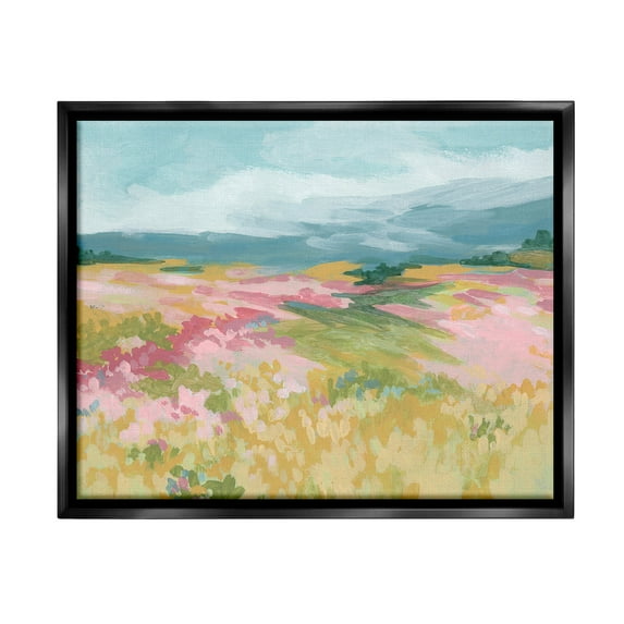 Stupell Industries Abstract Mountain Hills Landscape Painting Black Floater Framed Canvas Art Print Wall Art, 31 x 25