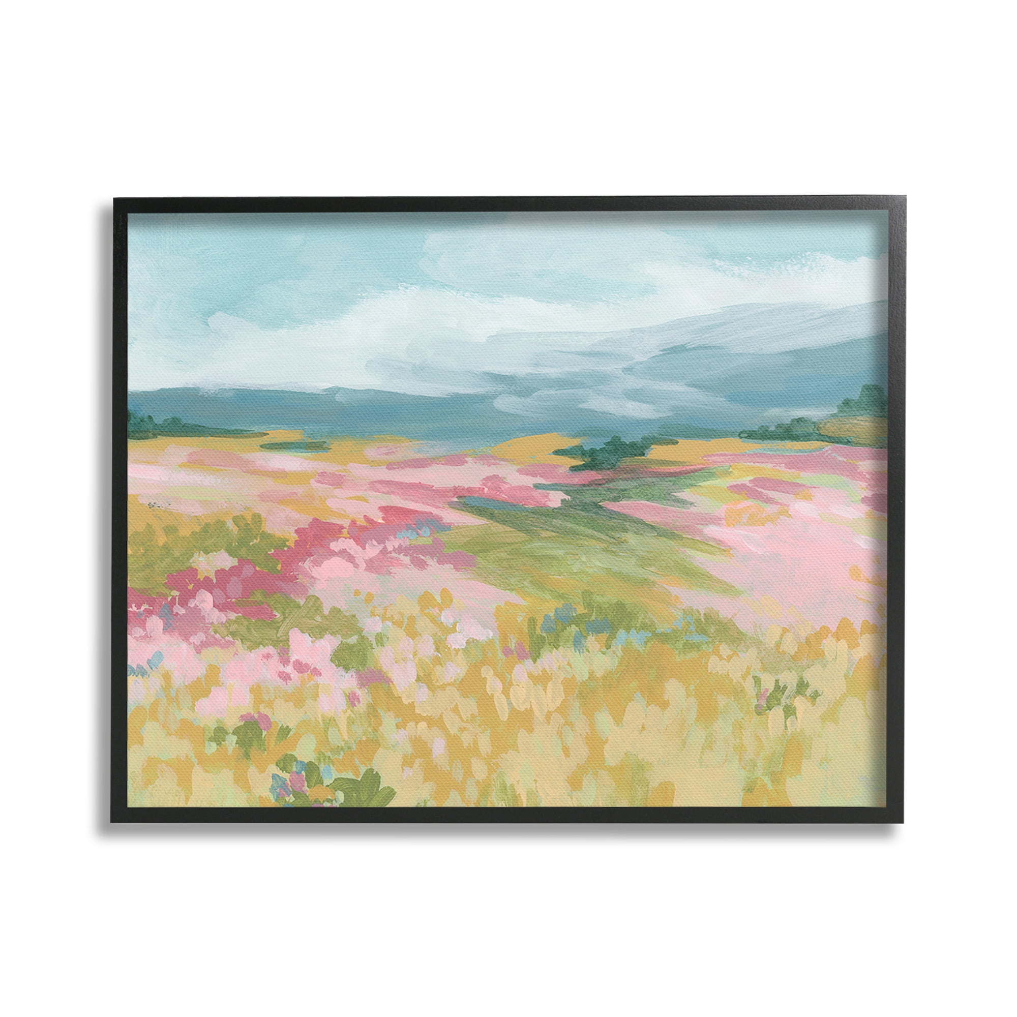 Stupell Industries Abstract Mountain Hills Landscape Painting Black Framed Art Print Wall Art, 20 x 16