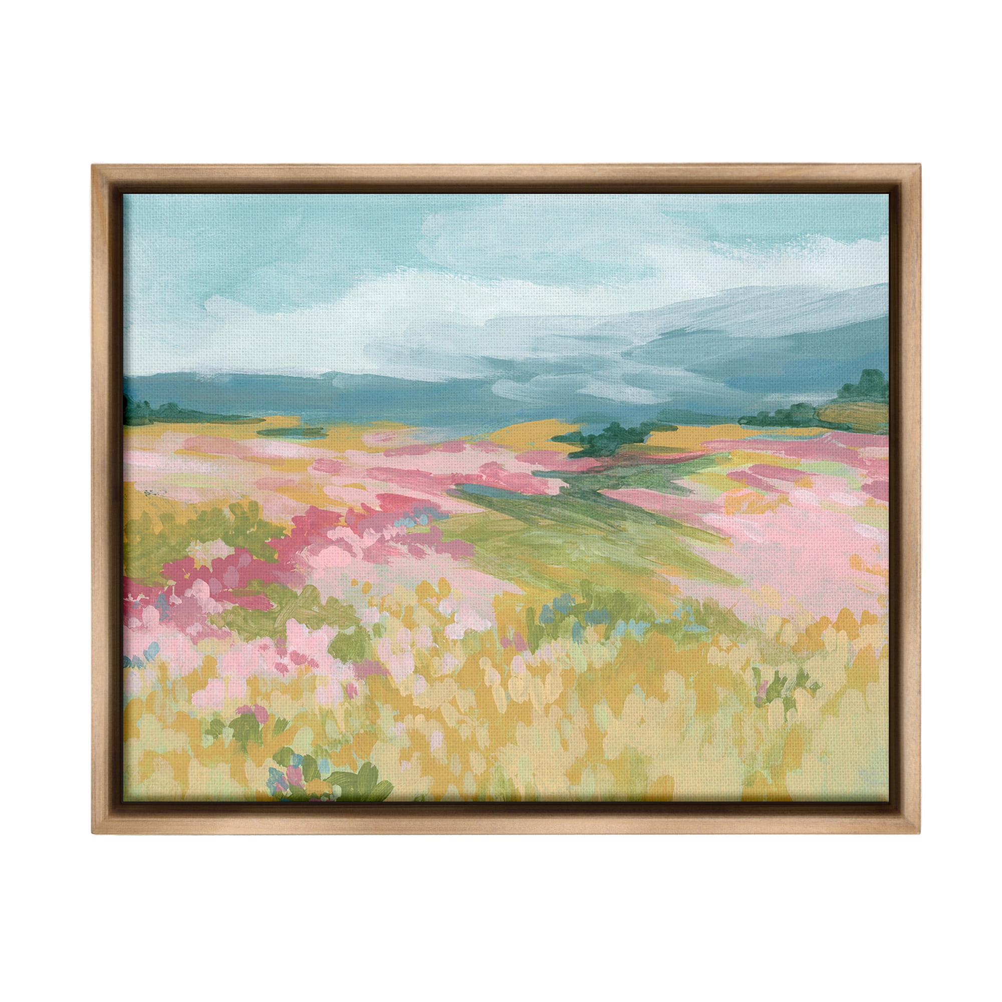 Stupell Industries Abstract Mountain Hills Landscape Painting Brown Floater Framed Canvas Art Print Wall Art, 31 x 25