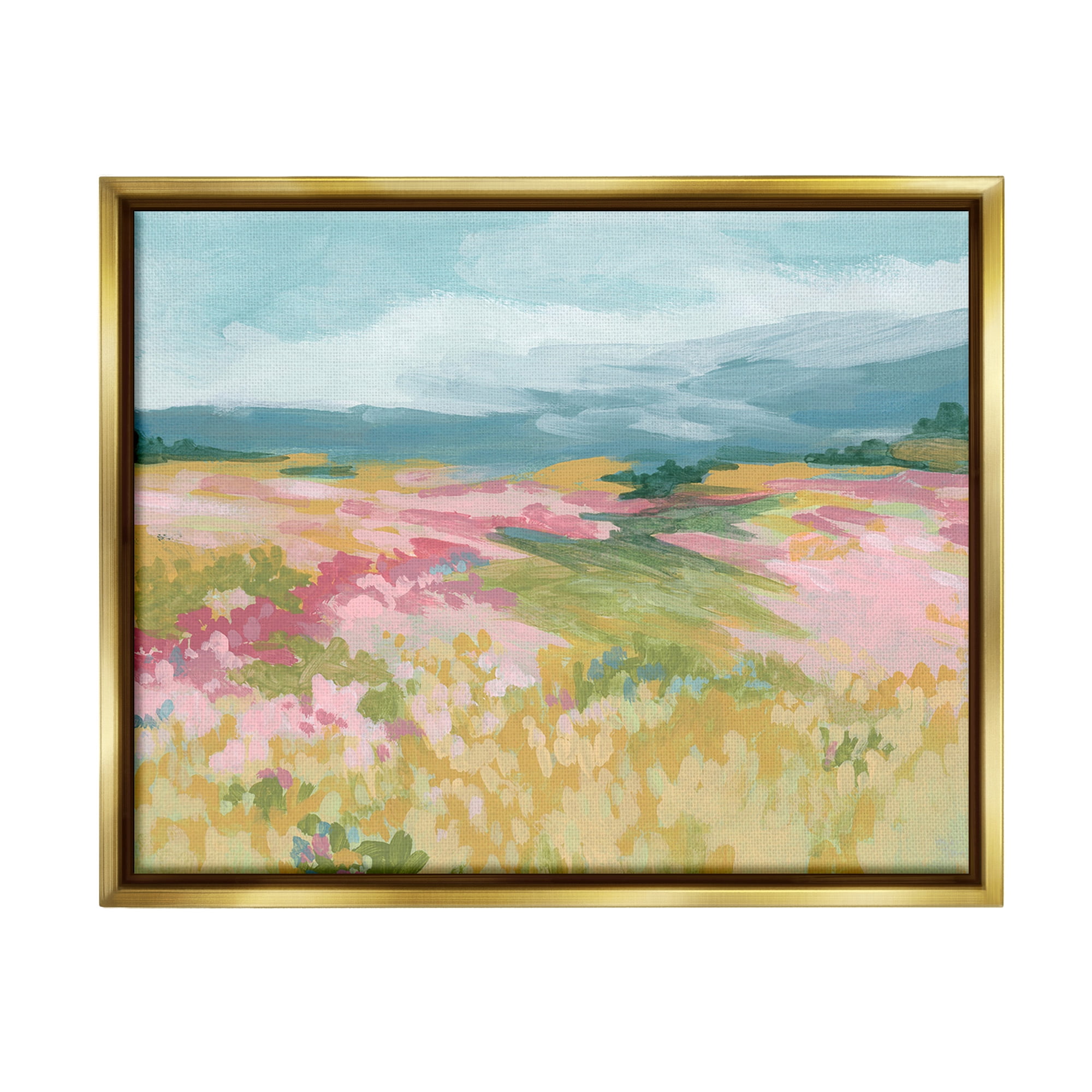 Stupell Industries Abstract Mountain Hills Landscape Painting Gold Floater Framed Canvas Art Print Wall Art, 21 x 17