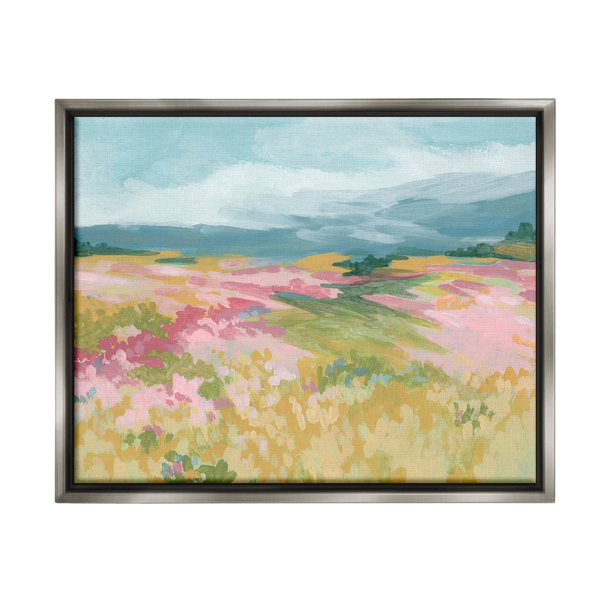 Stupell Industries Abstract Mountain Hills Landscape Painting Gray Floater Framed Canvas Art Print Wall Art, 21 x 17