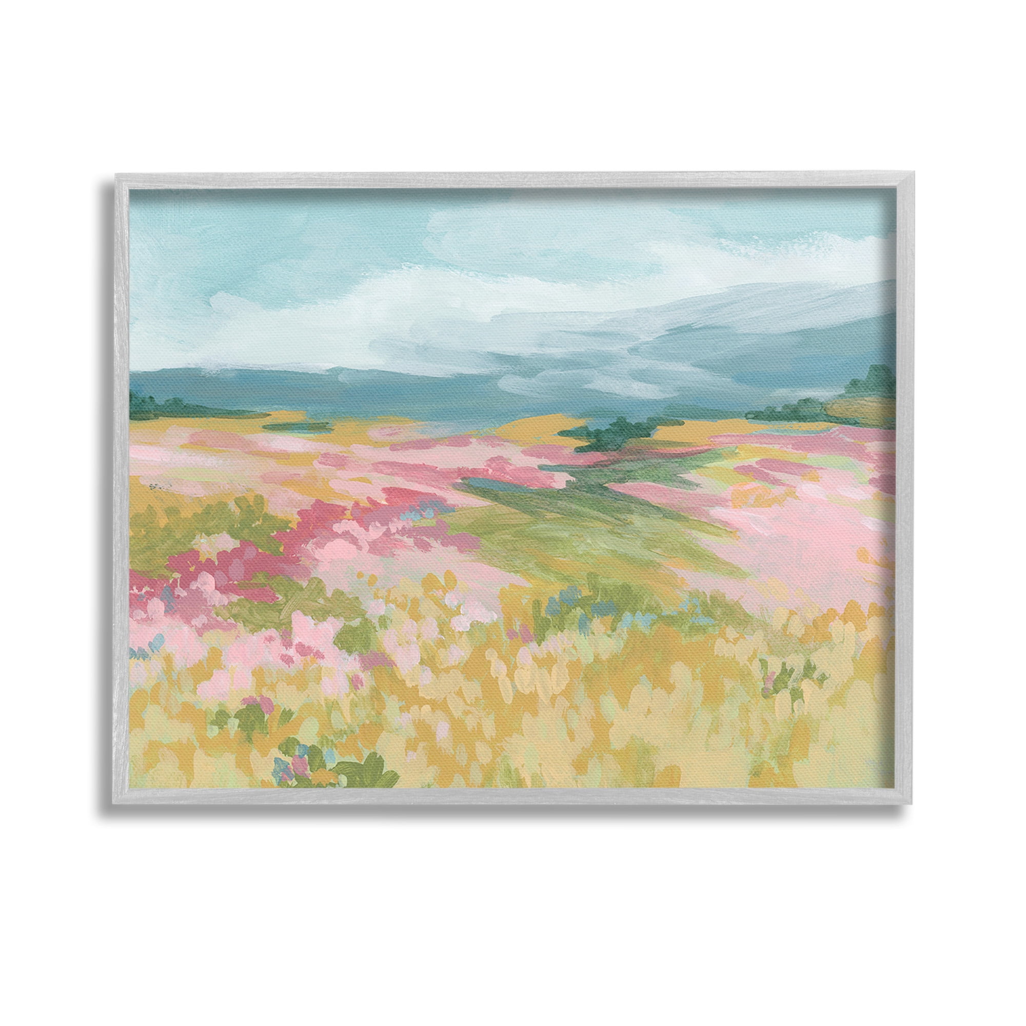 Stupell Industries Abstract Mountain Hills Landscape Painting Gray Framed Art Print Wall Art, 14 x 11