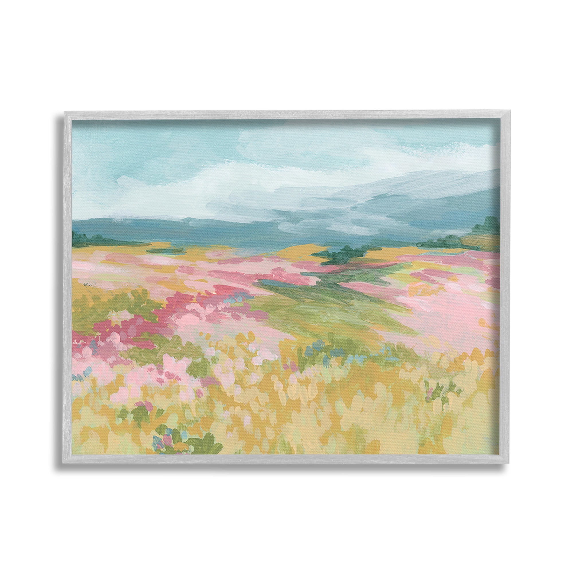 Stupell Industries Abstract Mountain Hills Landscape Painting Gray Framed Art Print Wall Art, 20 x 16