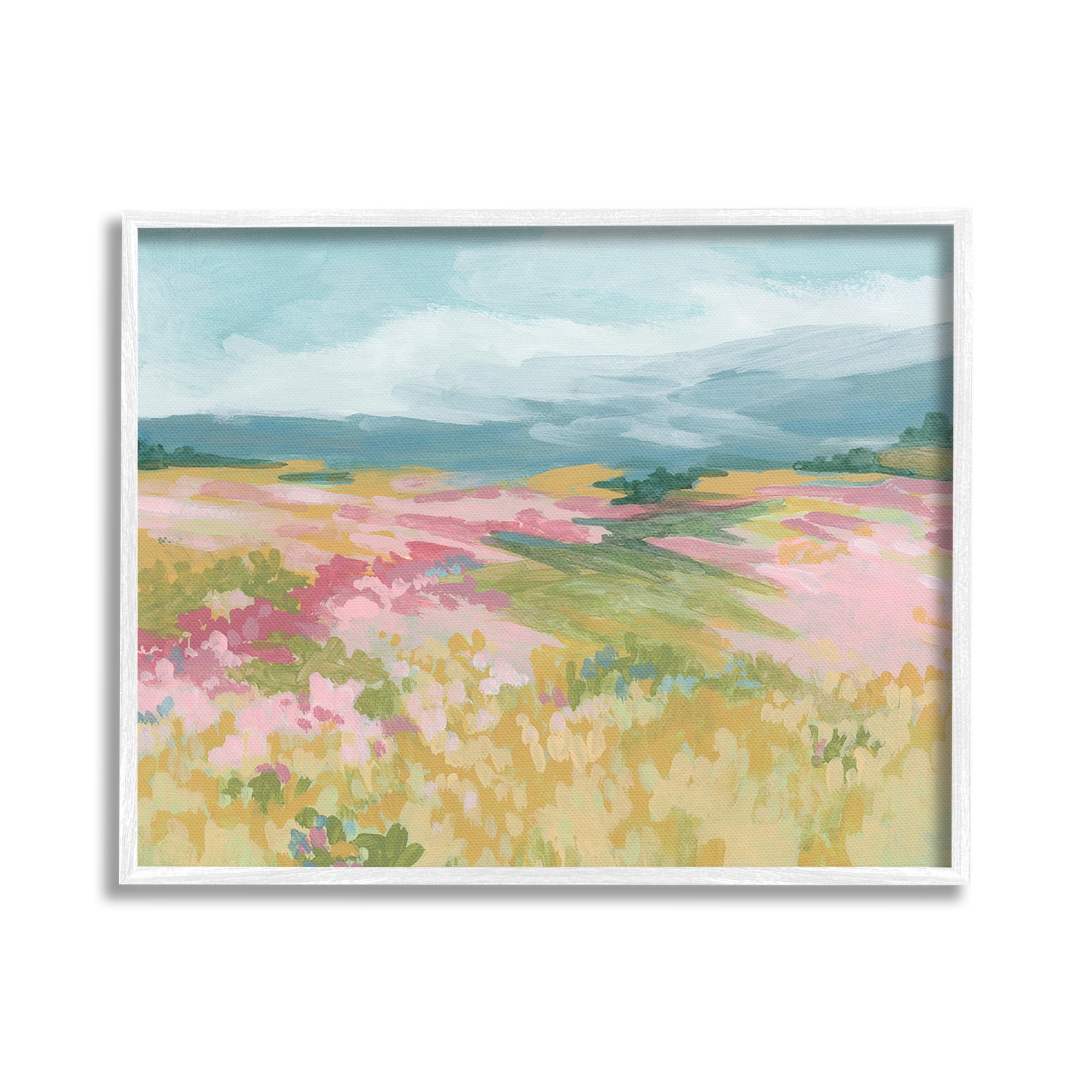 Stupell Industries Abstract Mountain Hills Landscape Painting White Framed Art Print Wall Art, 20 x 16