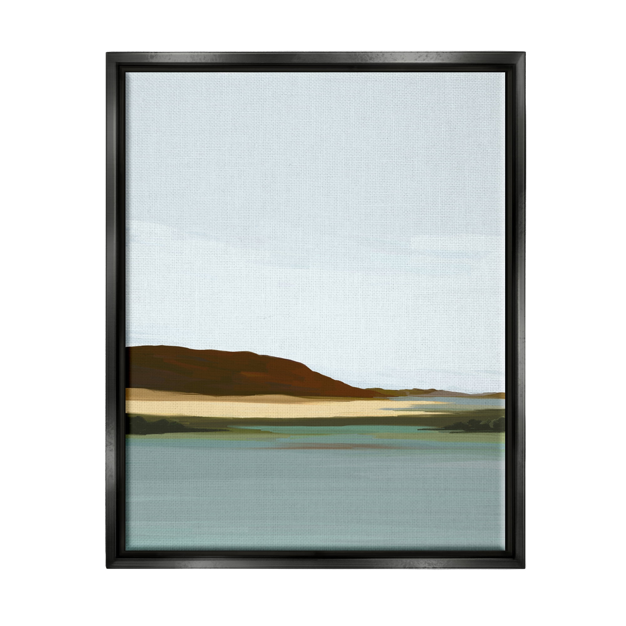 Stupell Industries Abstract Mountain Lake Abstract Painting Black Floater Framed Art Print Wall Art, 25 x 31