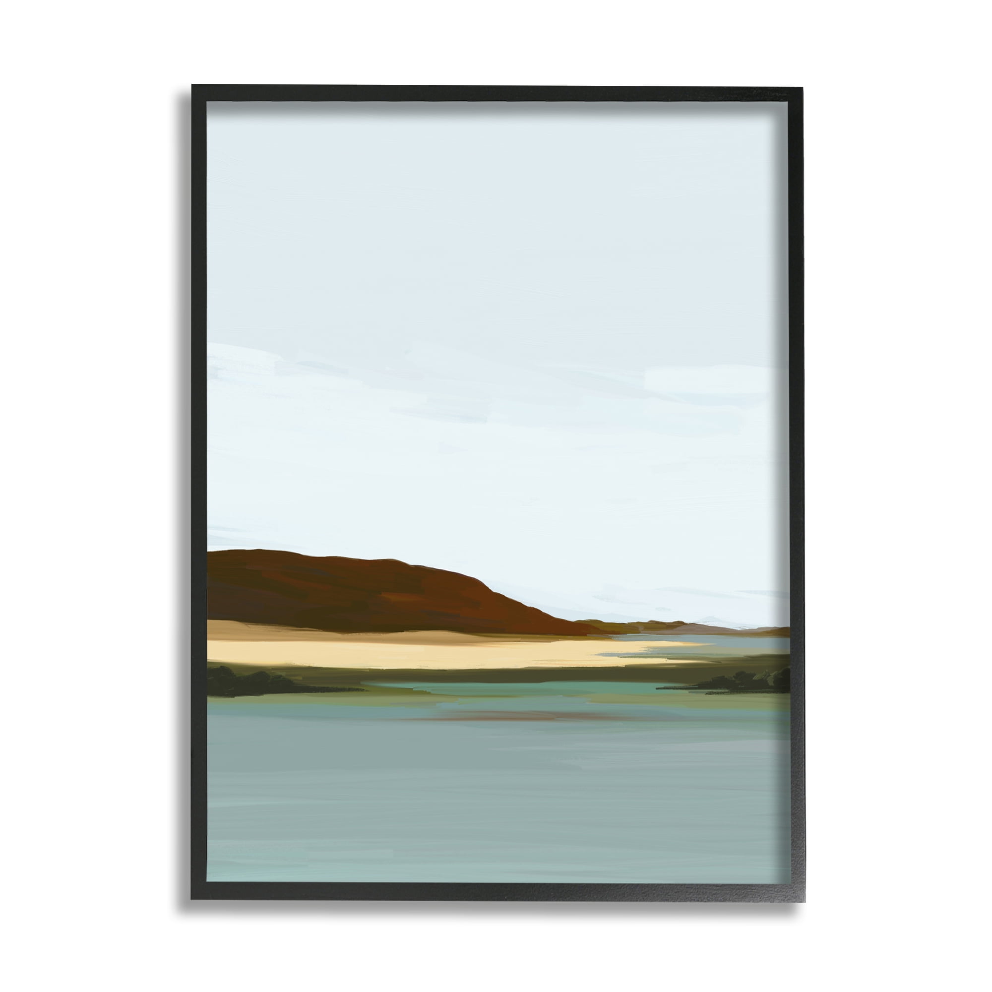 Stupell Industries Abstract Mountain Lake Abstract Painting Black Framed Art Print Wall Art, 24 x 30
