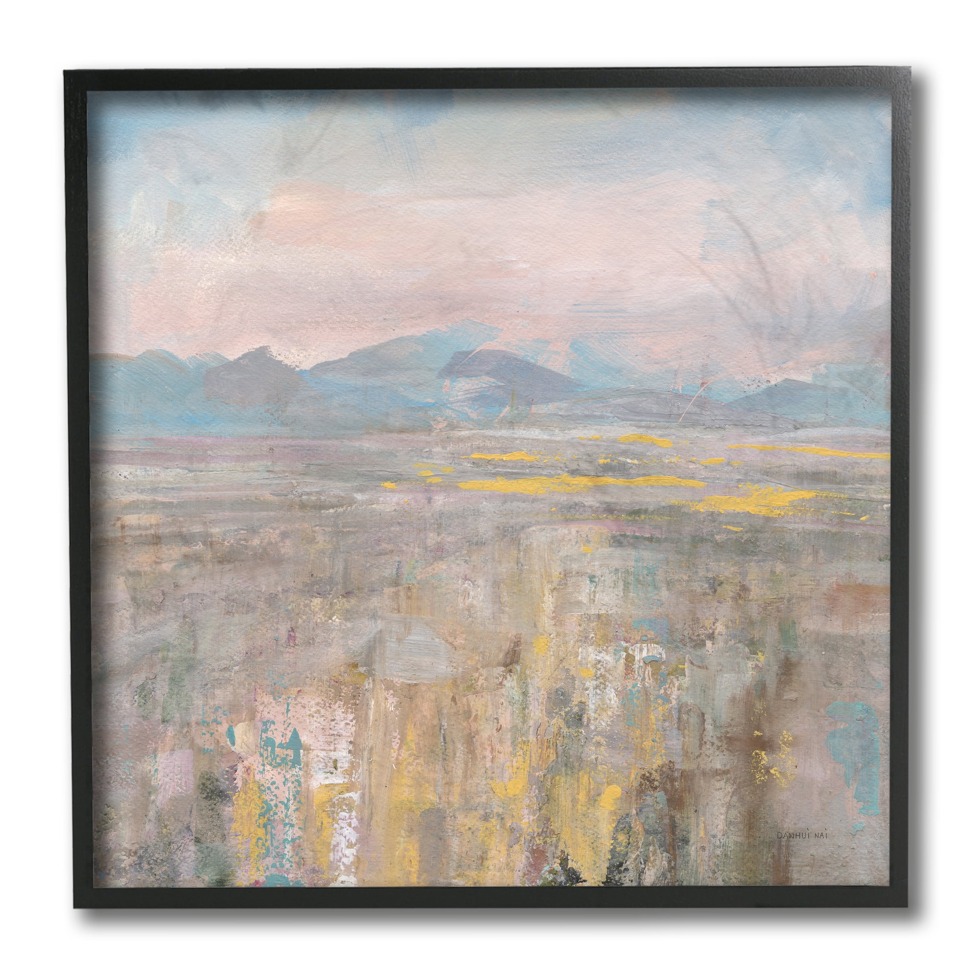 Stupell Industries Abstract Mountain Landscape Soft Blue Brown Pink Black Framed, 12 x 12, Design by Danhui Nai