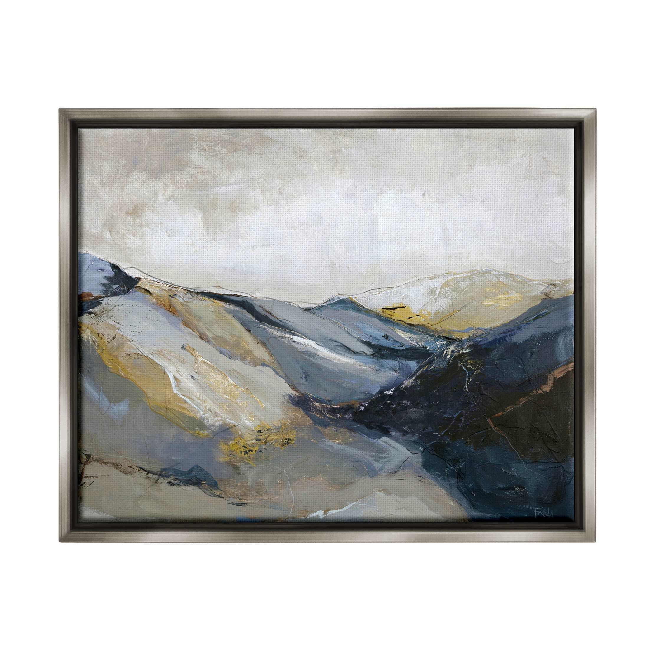 Stupell Industries Abstract Mountain Peaks Landscape Painting Luster Gray Floating Framed Canvas Print Wall Art, Design by Design Fabrikken