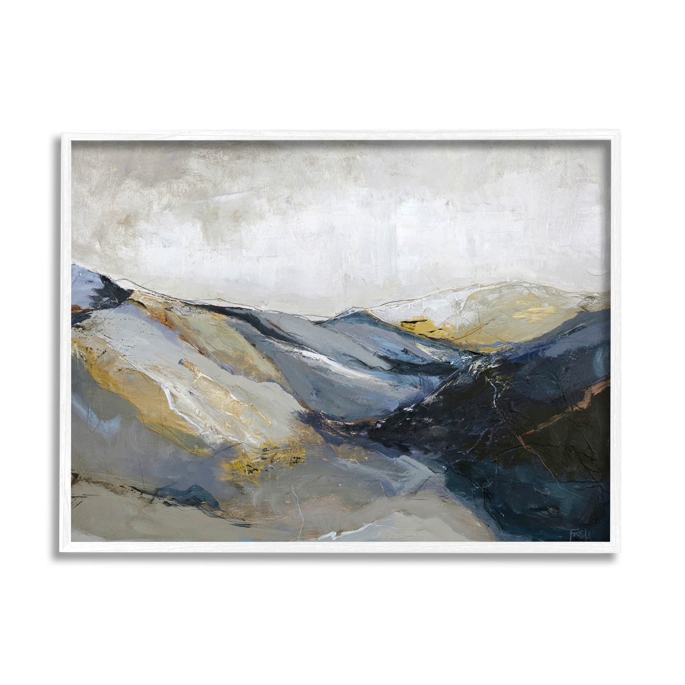 Stupell Industries Abstract Mountain Peaks Landscape Painting White Framed Art Print Wall Art, Design by Design Fabrikken
