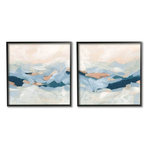 Stupell Industries Abstract Mountain Peaks Scenery Painting Black Framed Art Print Wall Art, Set of 2, Design by June Erica Vess