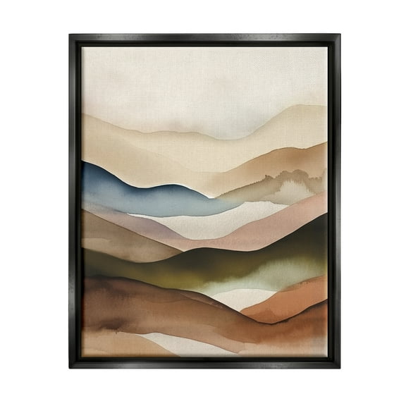 Stupell Industries Abstract Mountain Range Landscape Painting Black Floater Framed Canvas Art Print Wall Art, 17 x 21