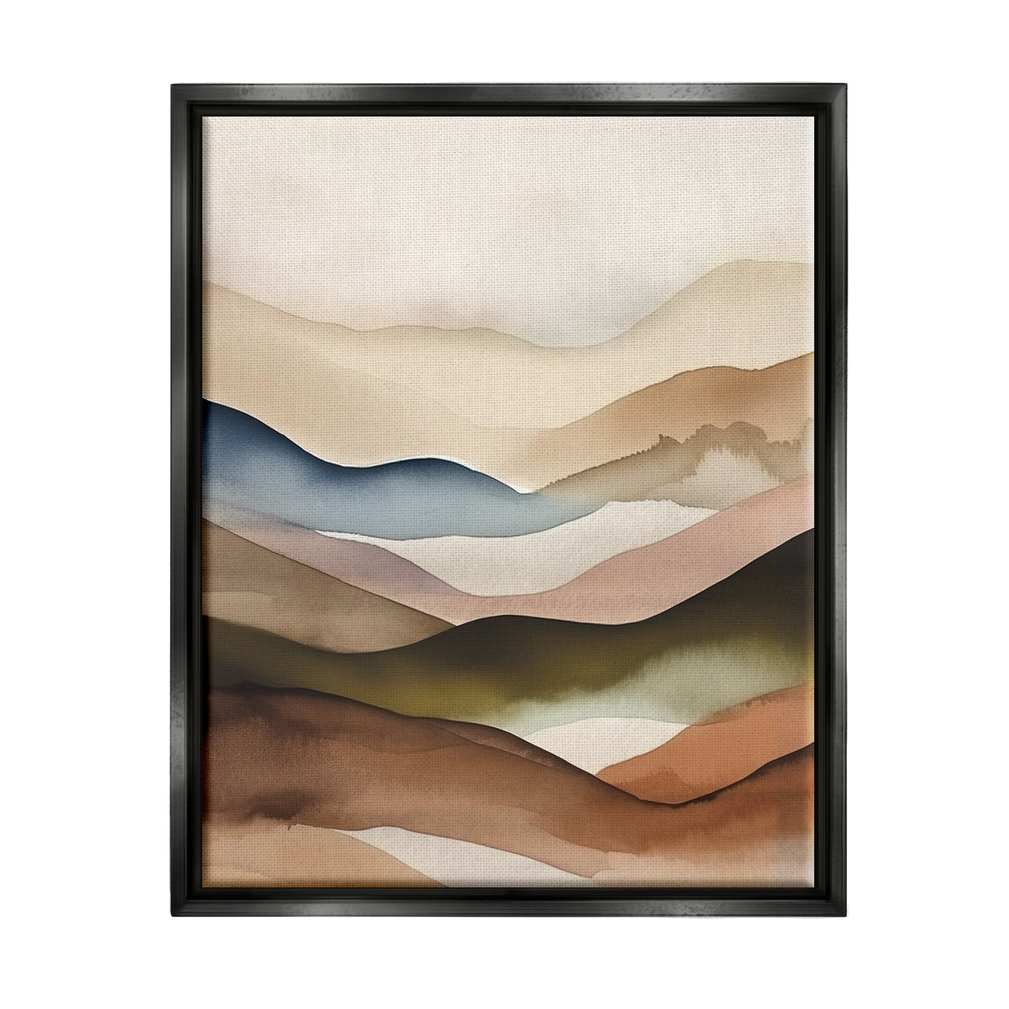 Stupell Industries Abstract Mountain Range Landscape Painting Black Floater Framed Canvas Art Print Wall Art, 25 x 31