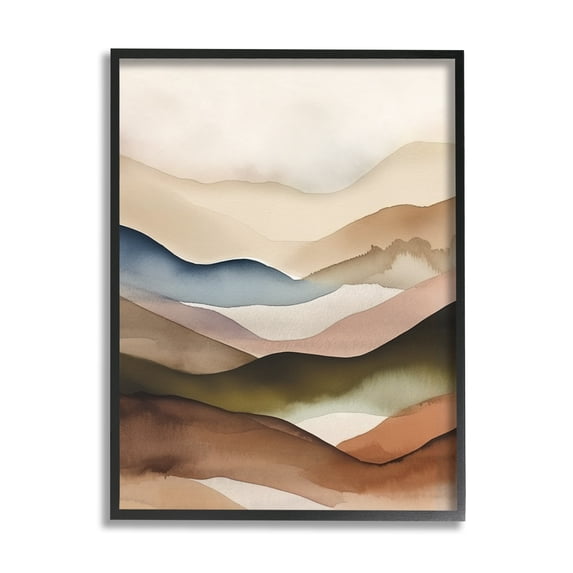 Stupell Industries Abstract Mountain Range Landscape Painting Black Framed Art Print Wall Art, 11 x 14