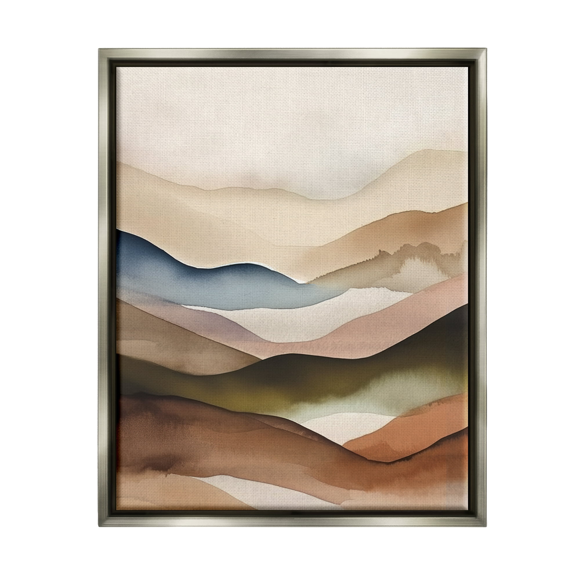 Stupell Industries Abstract Mountain Range Landscape Painting Gray Floater Framed Canvas Art Print Wall Art, 25 x 31