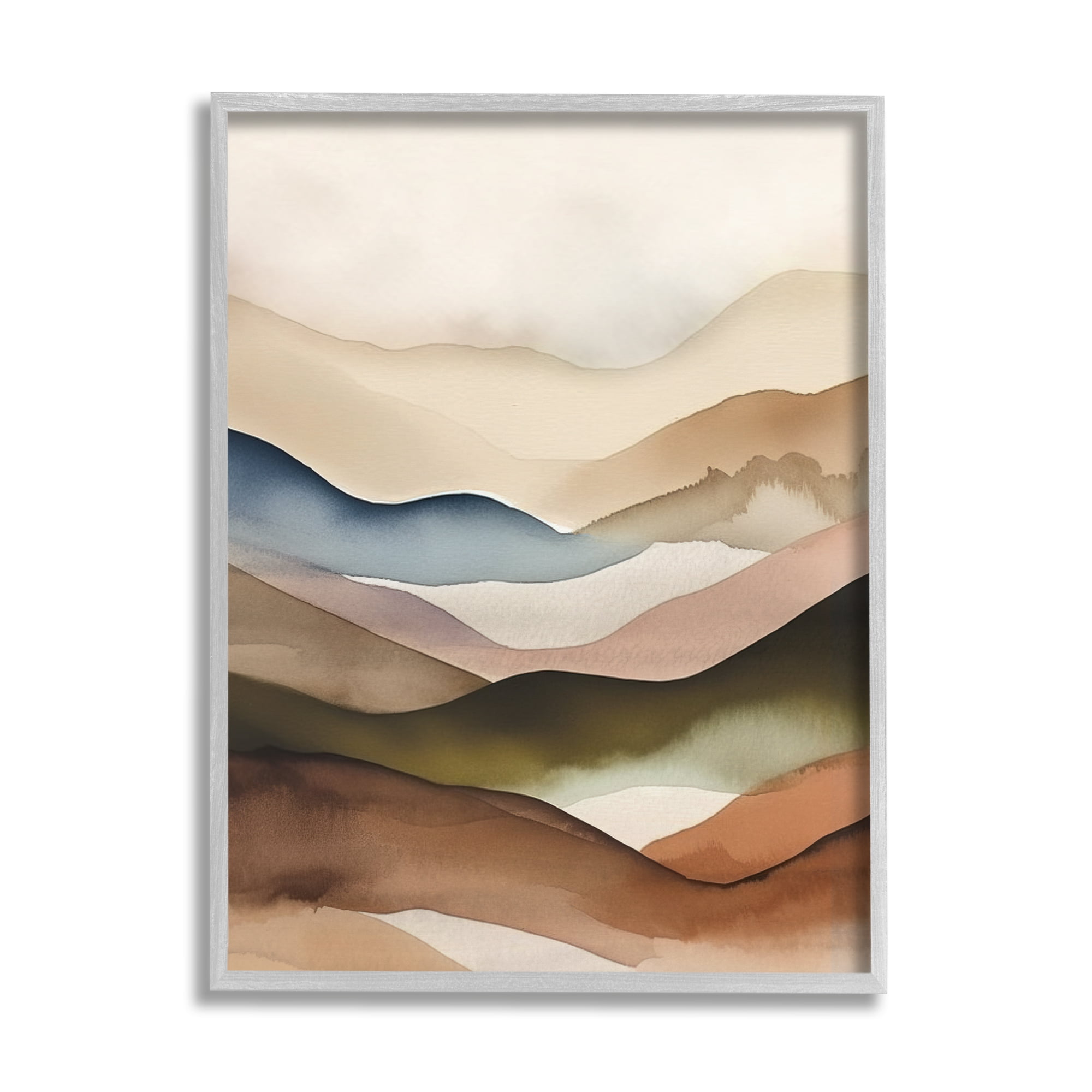 Stupell Industries Abstract Mountain Range Landscape Painting Gray Framed Art Print Wall Art, 16 x 20