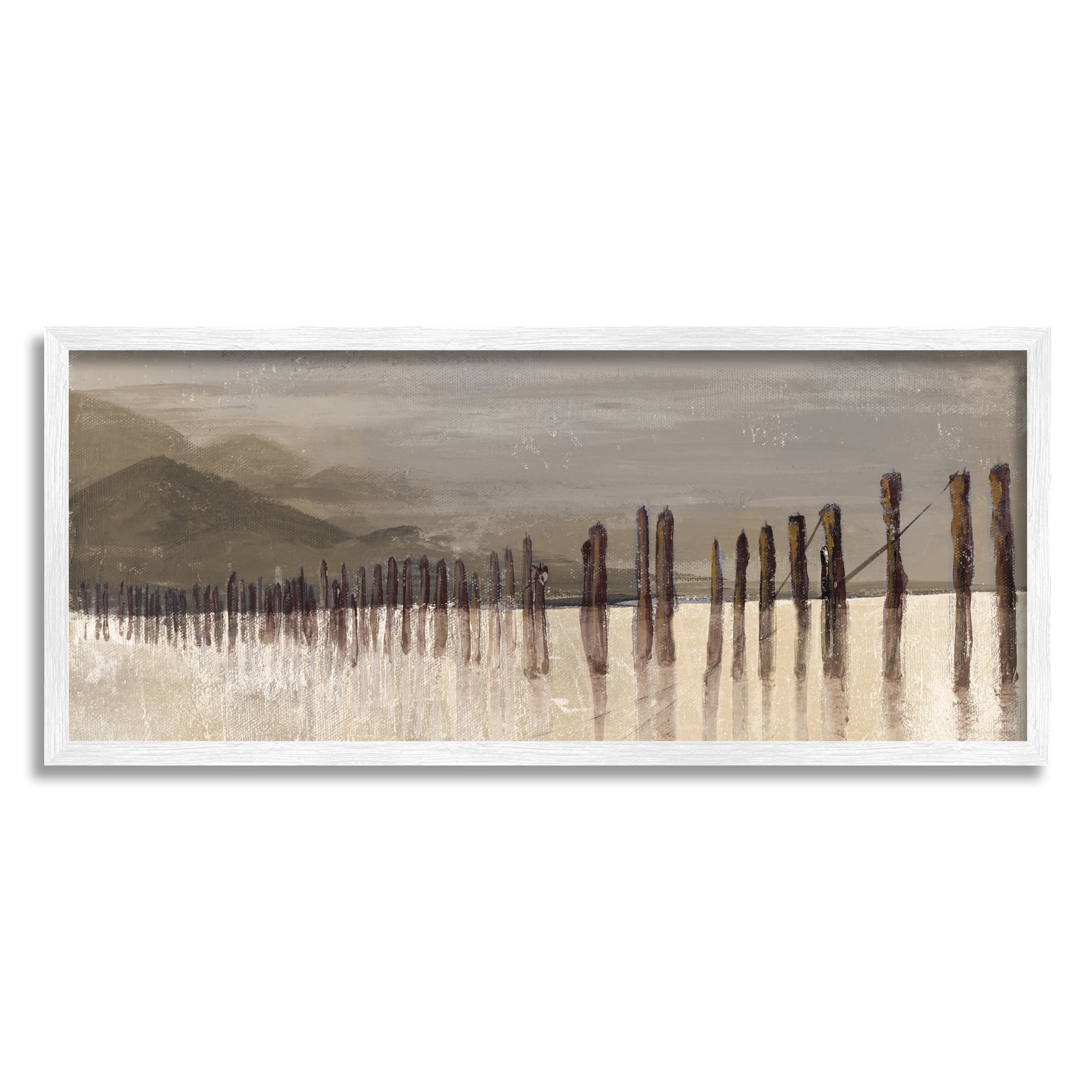 Stupell Industries Abstract Mountain Range Wooden Pillars Monochromatic Brown, 10 x 24, Designed by Patricia Pinto