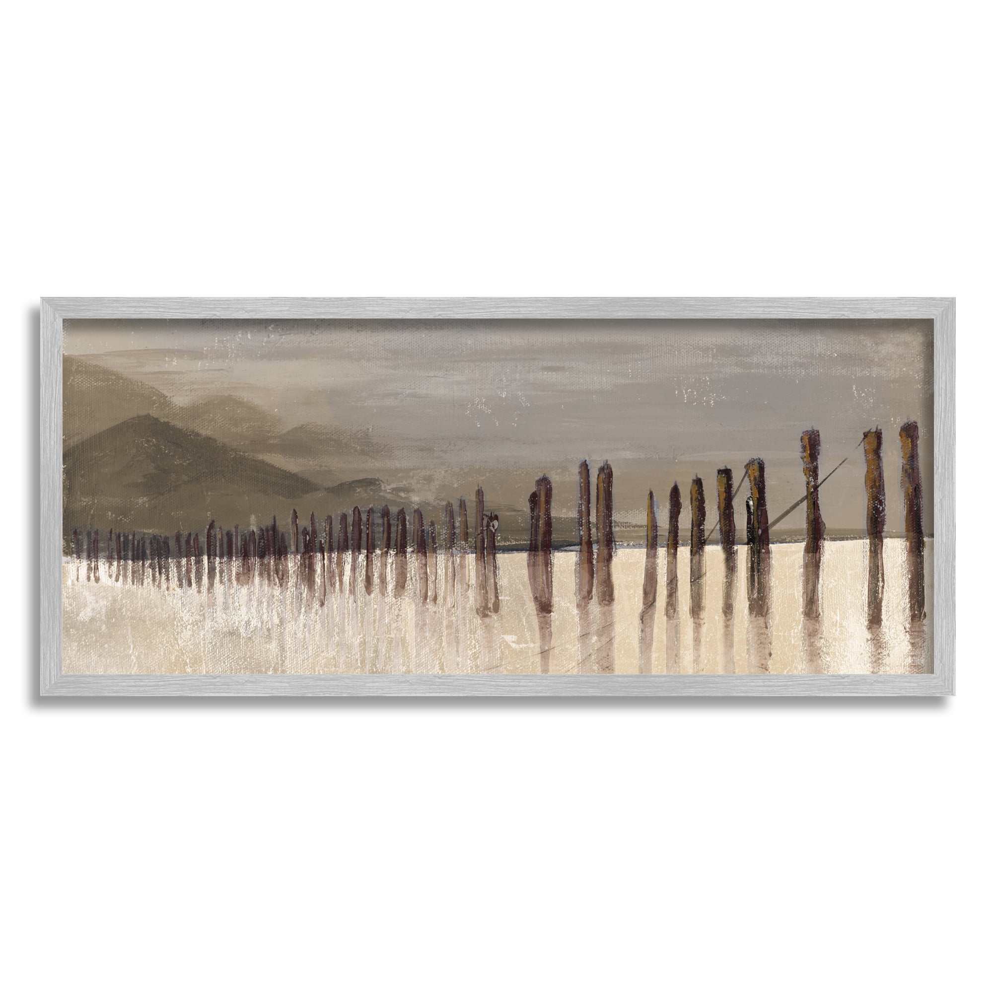 Stupell Industries Abstract Mountain Range Wooden Pillars Monochromatic Brown, 10 x 24, Designed by Patricia Pinto