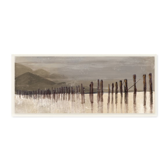 Stupell Industries Abstract Mountain Range Wooden Pillars Monochromatic Brown, 7 x 17, Designed by Patricia Pinto
