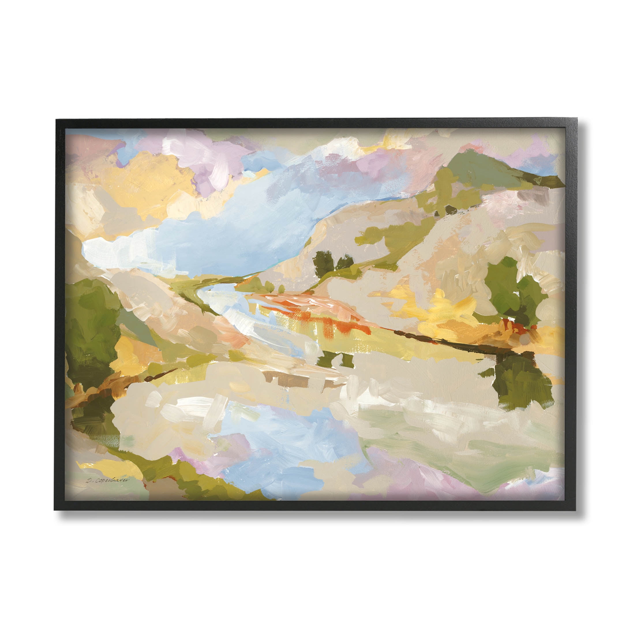 Stupell Industries Abstract Mountain Reflection Painting Painting Black Framed Art Print Wall Art, Design by Trevor Copenhaver