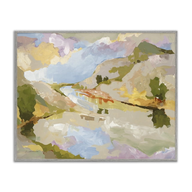 Stupell Industries Contemporary Abstract Mountain Reflection Gray ...