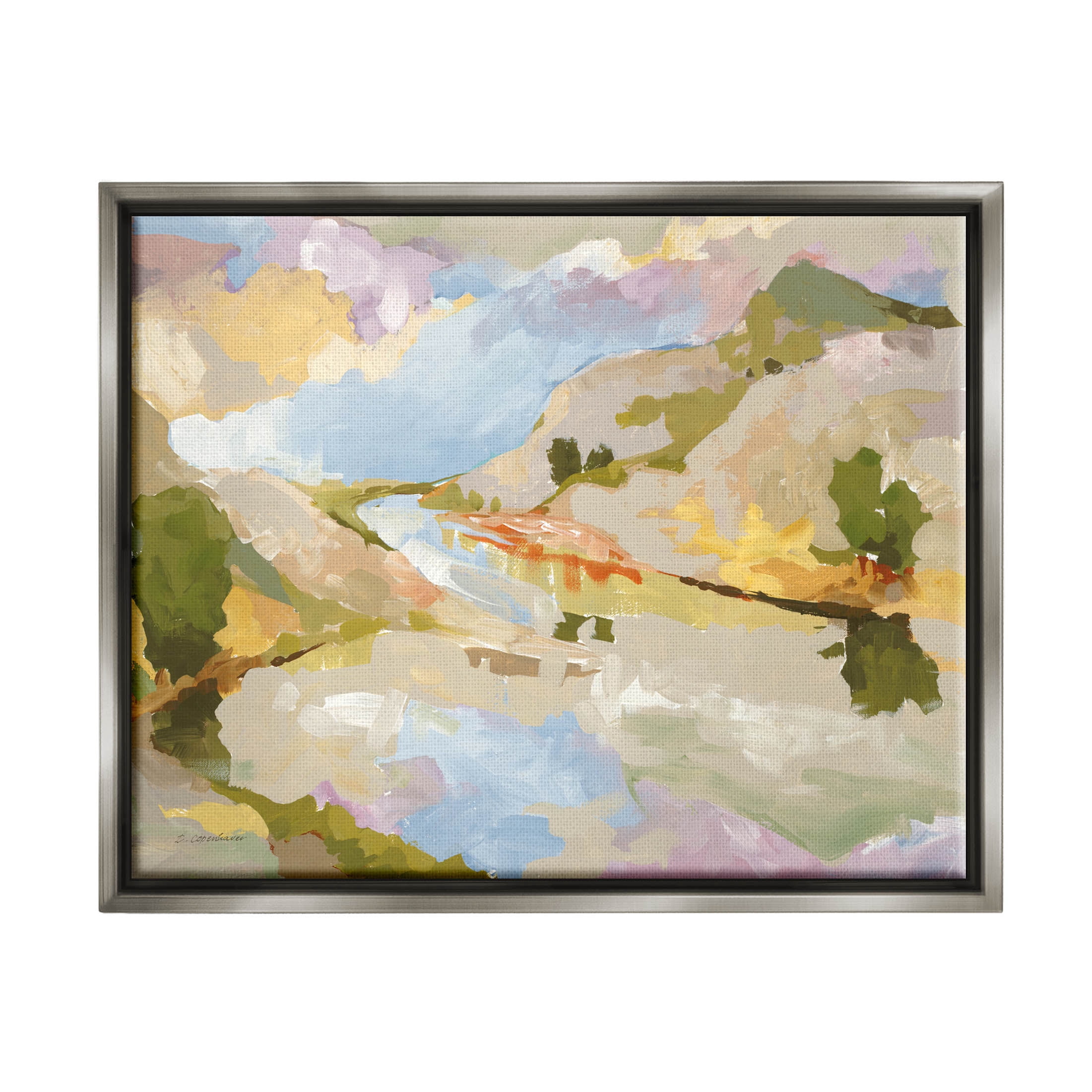 Stupell Industries Abstract Mountain Reflection Painting Painting Luster Gray Floating Framed Canvas Print Wall Art, Design by Trevor Copenhaver