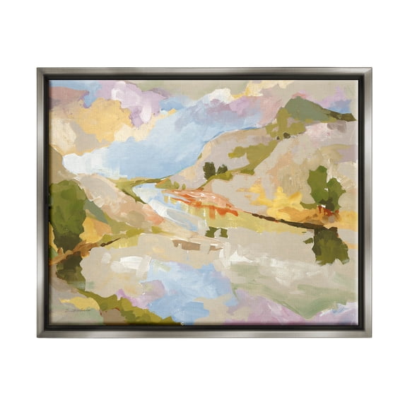 Stupell Industries Abstract Mountain Reflection Painting Painting Luster Gray Floating Framed Canvas Print Wall Art, Design by Trevor Copenhaver
