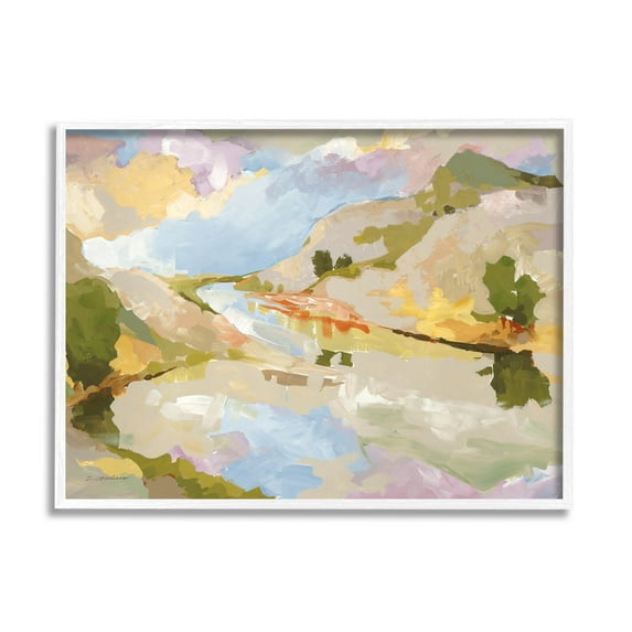 Stupell Industries Abstract Mountain Reflection Painting Painting White Framed Art Print Wall Art, Design by Trevor Copenhaver