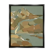 Stupell Industries Abstract Mountain River Blocked Neutrals Graphic Art Jet Black Floating Framed Canvas Print Wall Art, Design by Nikita Jariwala