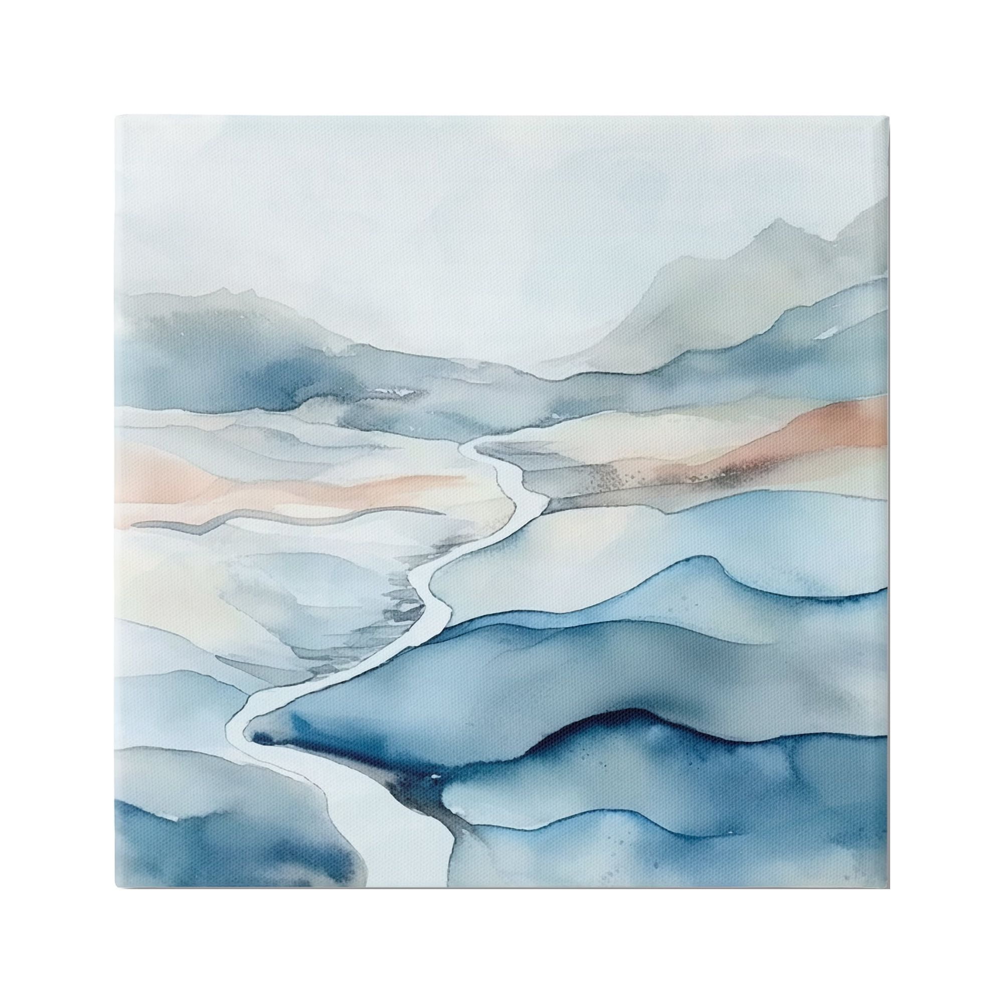 Stupell Industries Abstract Mountain Stream Landscape Painting Gallery Wrapped Canvas Art Print Wall Art, 17 x 17