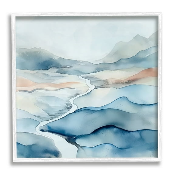 Stupell Industries Abstract Mountain Stream Landscape Painting White Framed Art Print Wall Art, 12 x 12