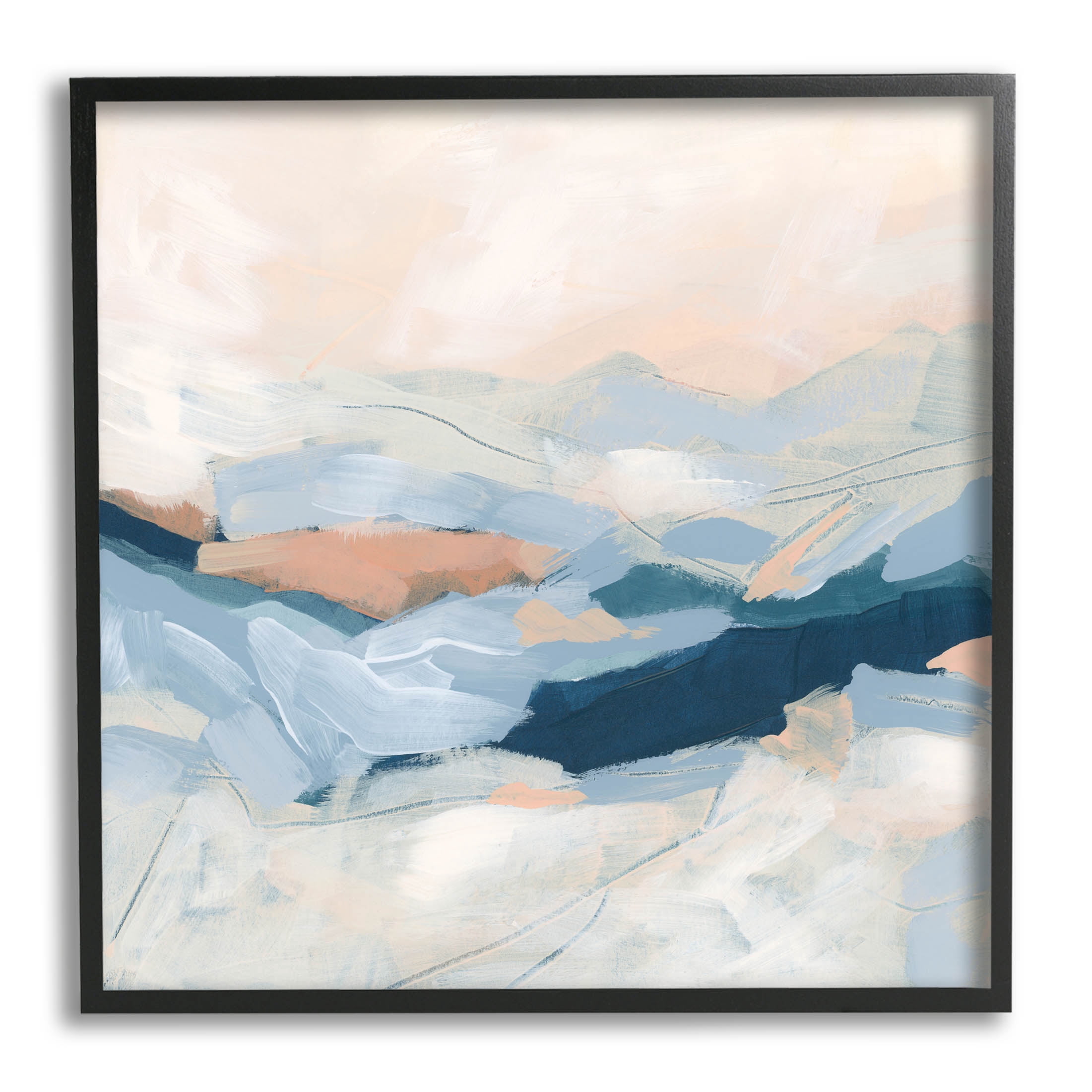 Stupell Industries Abstract Mountain Sunset Scene Painting Black Framed Art Print Wall Art, Design by June Erica Vess