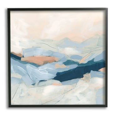 Stupell Industries Abstract Mountain Sunset Scene Painting Black Framed Art Print Wall Art, Design by June Erica Vess